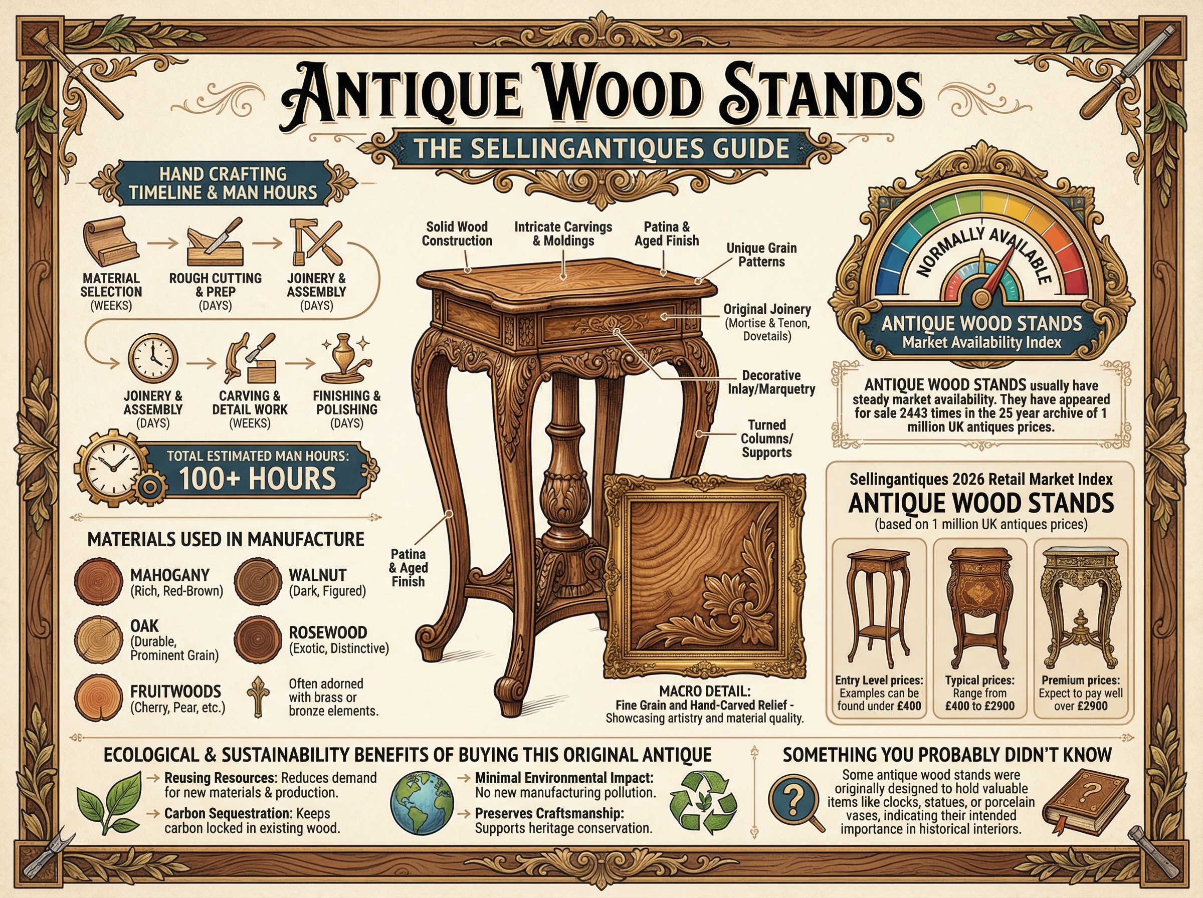 Antique Wood Stands Guide Infographic