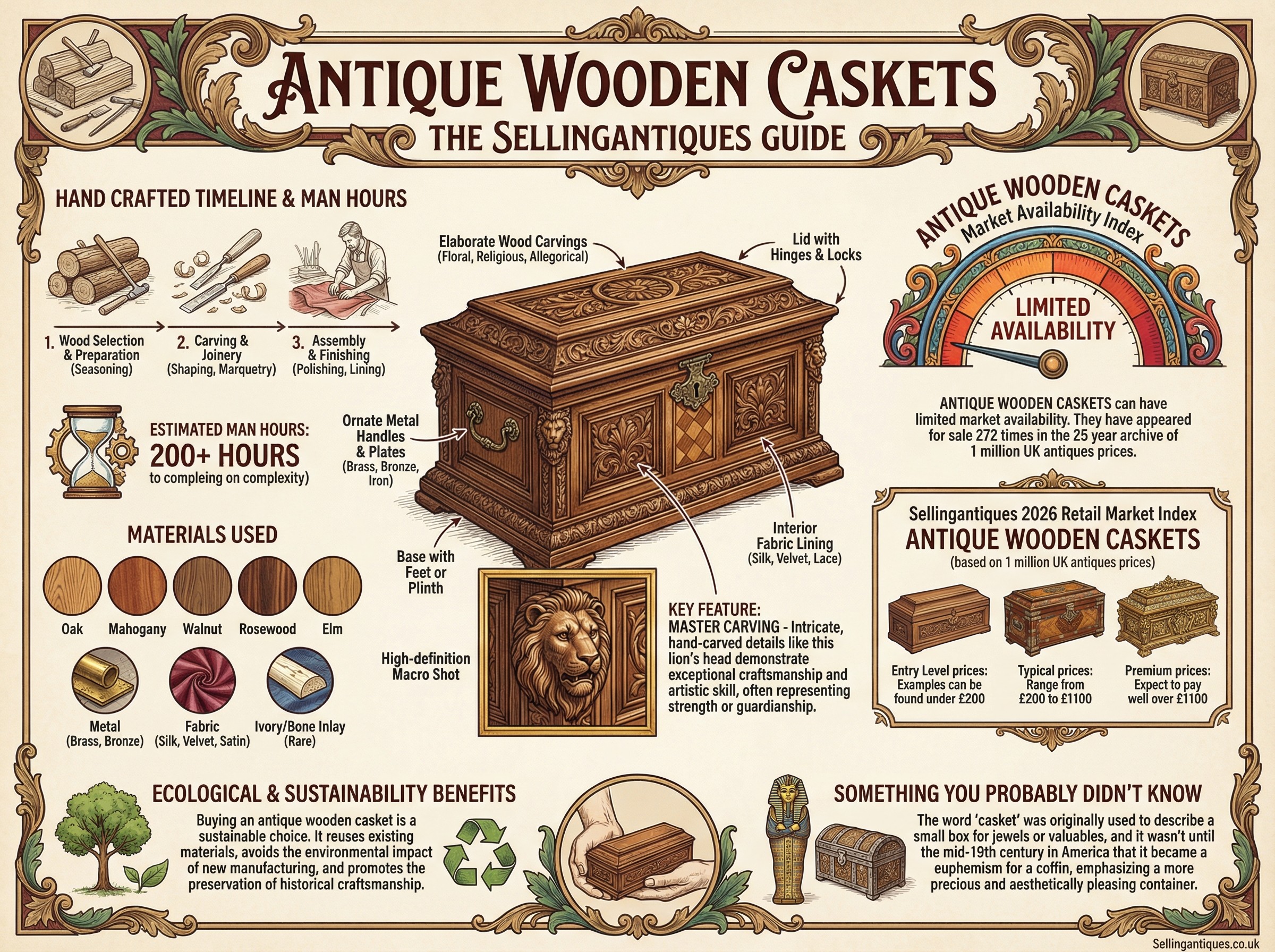 Antique Wooden Caskets Guide Infographic