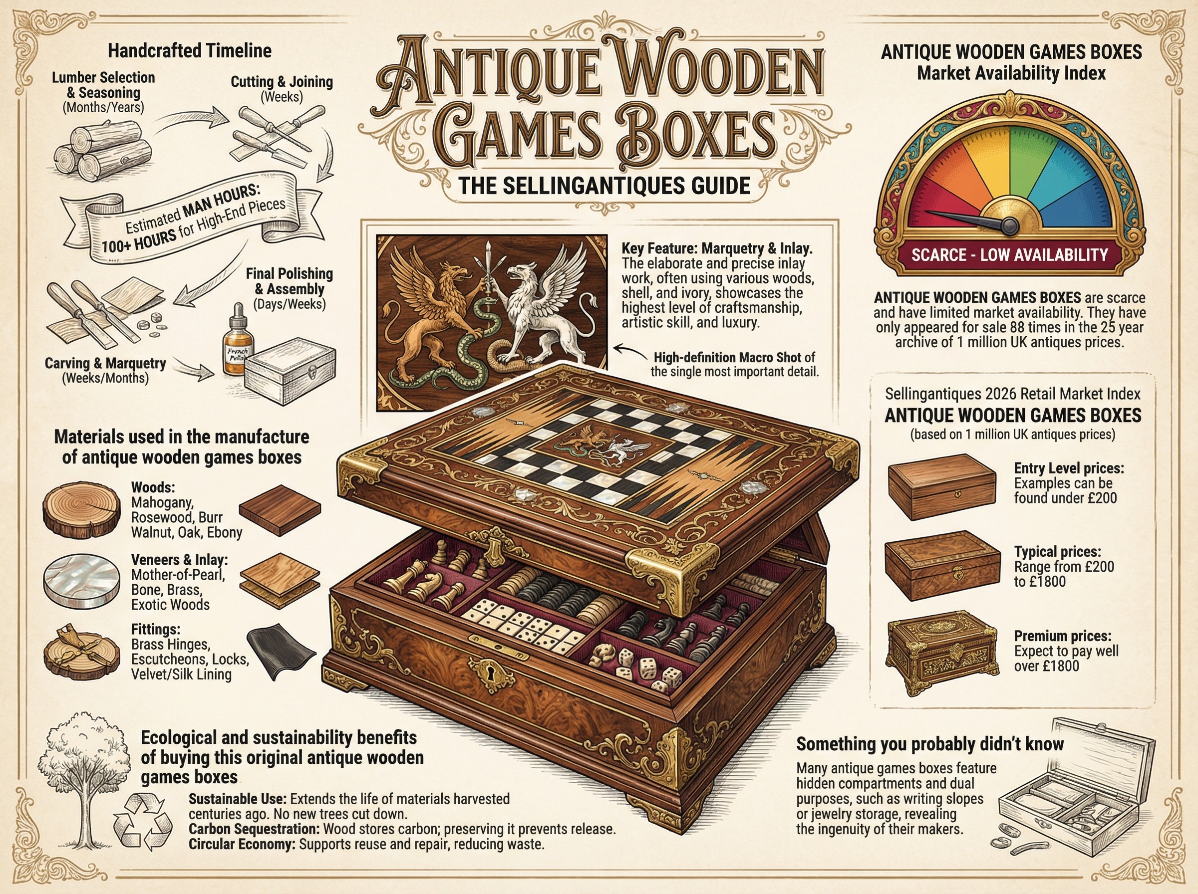 Antique Wooden Games Boxes Guide Infographic