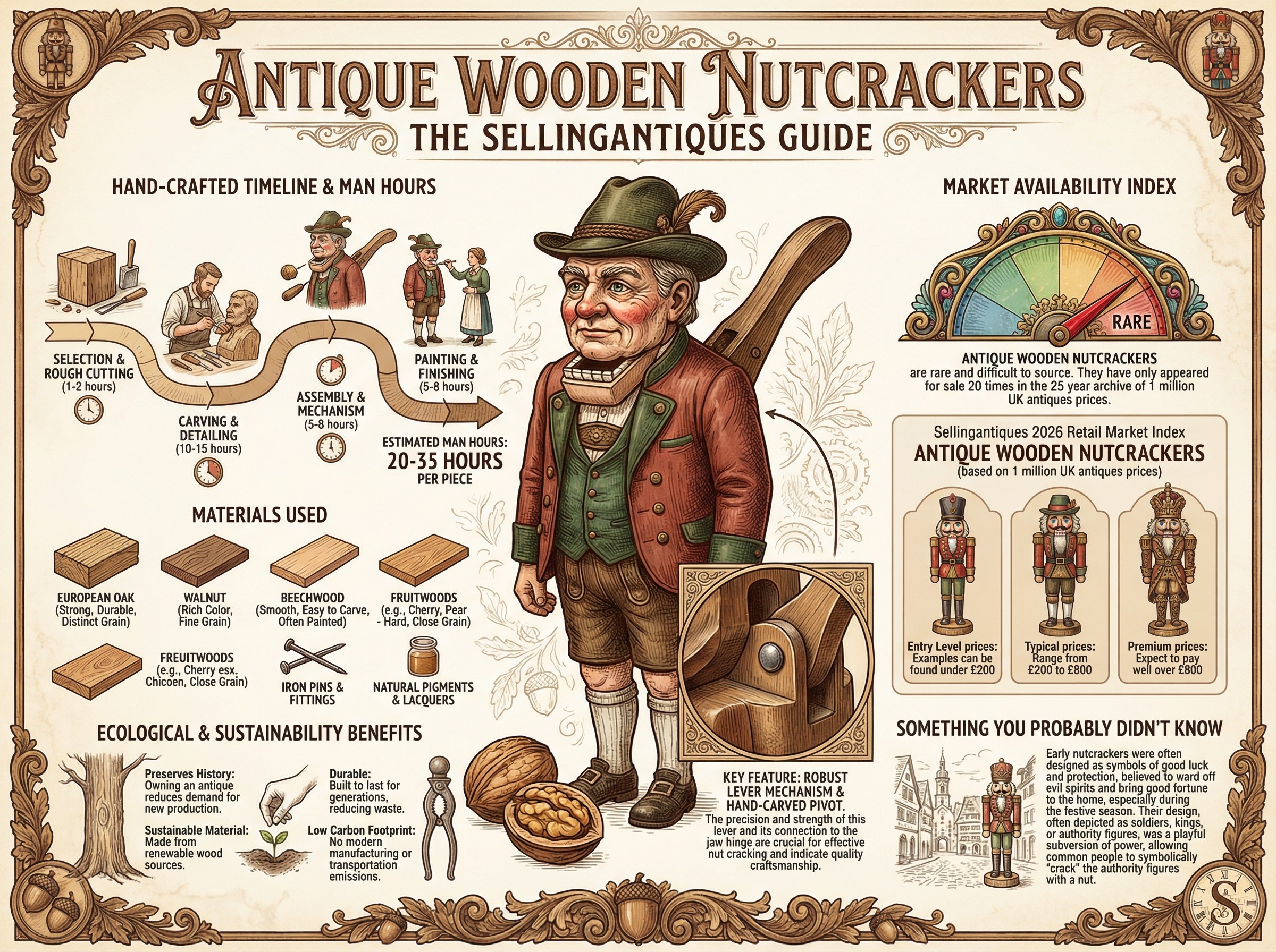 Antique Wooden Nutcrackers Guide Infographic