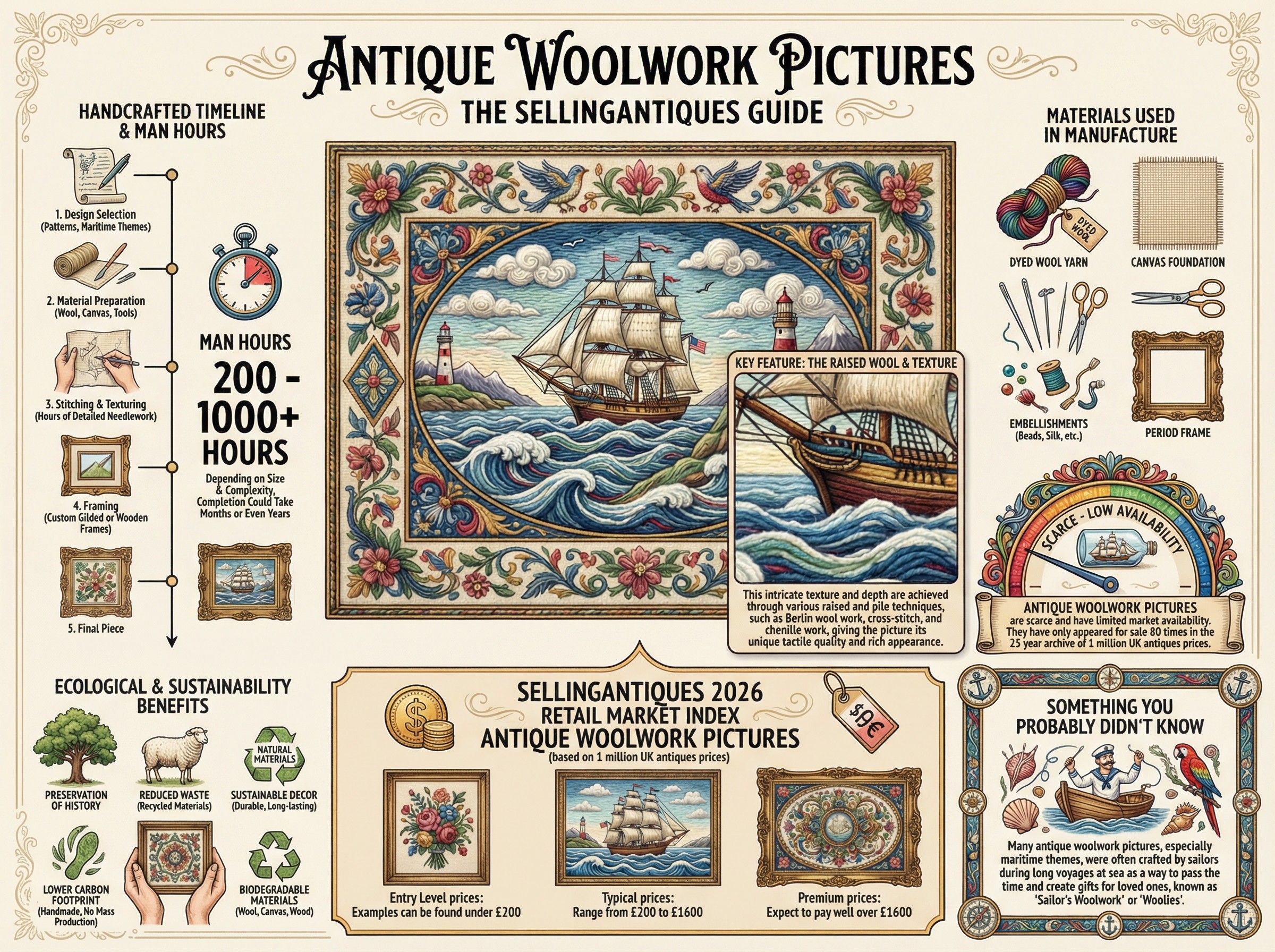 Antique Woolwork Pictures Guide Infographic
