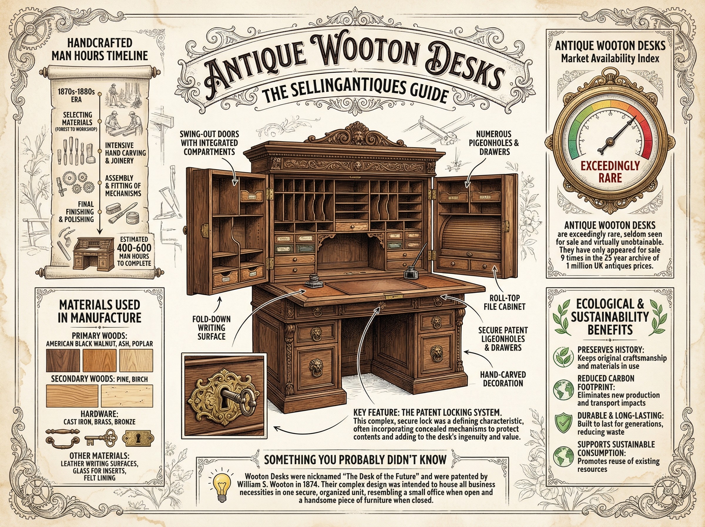 Antique Wooton Desks Guide Infographic