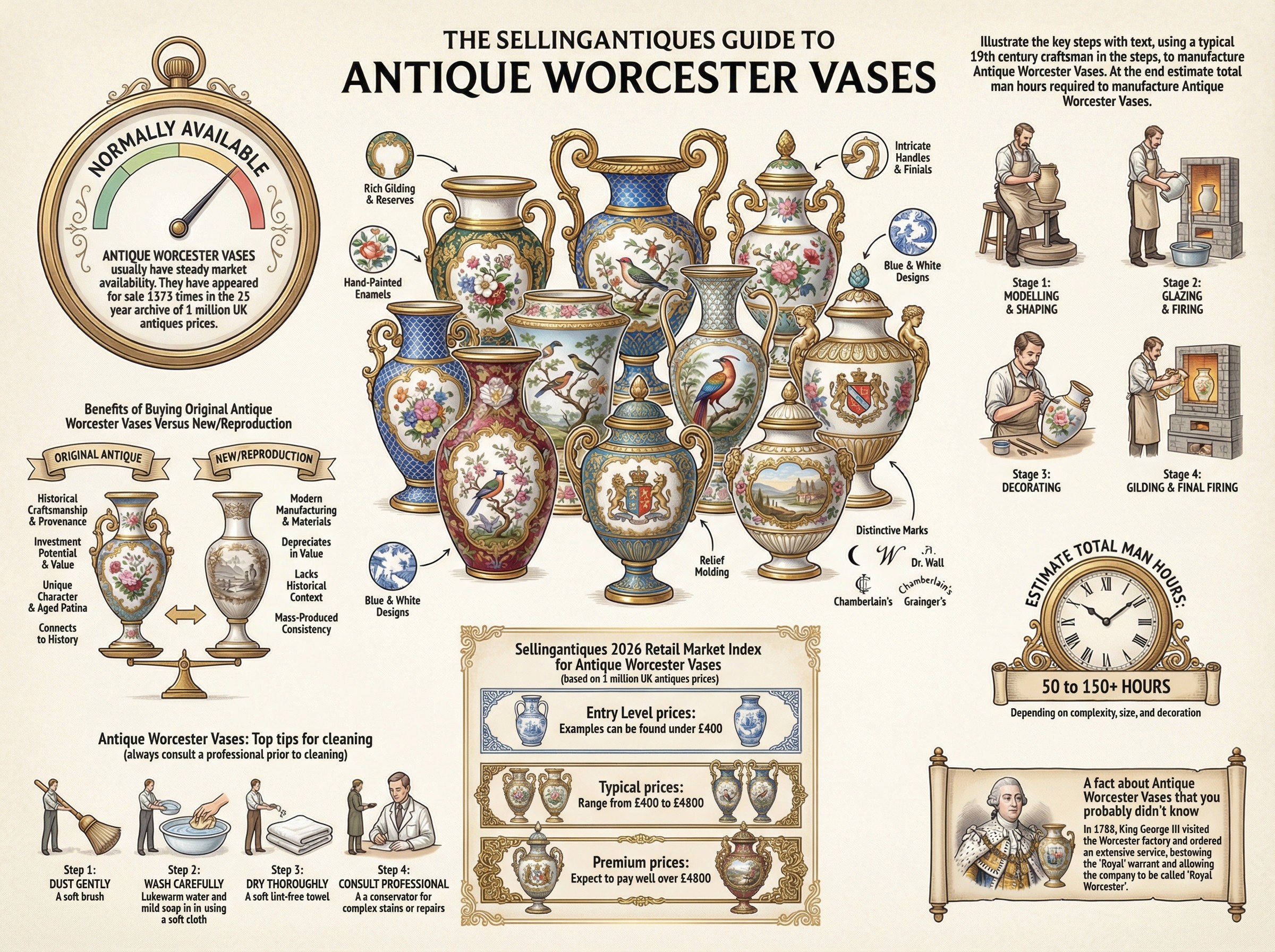 Antique Worcester Vases Guide Infographic