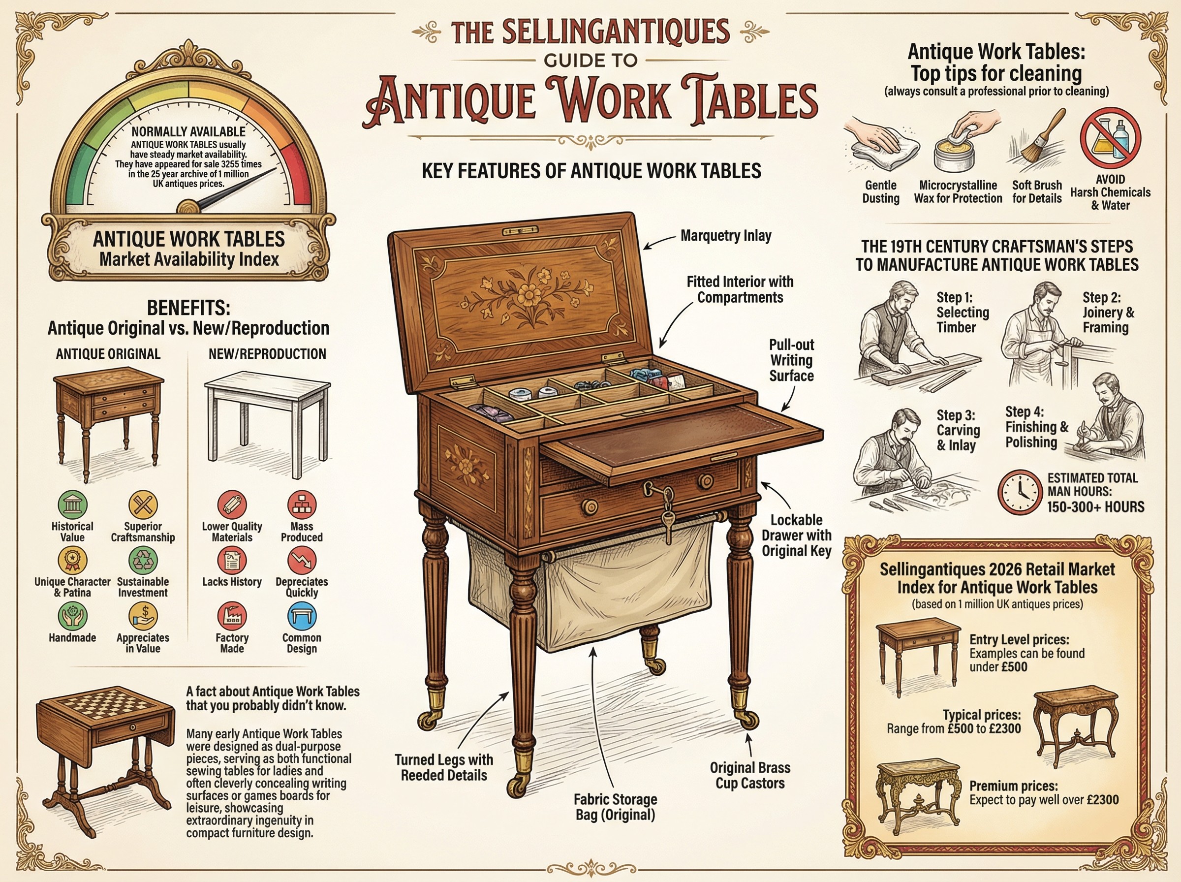 Antique Work Tables Guide Infographic