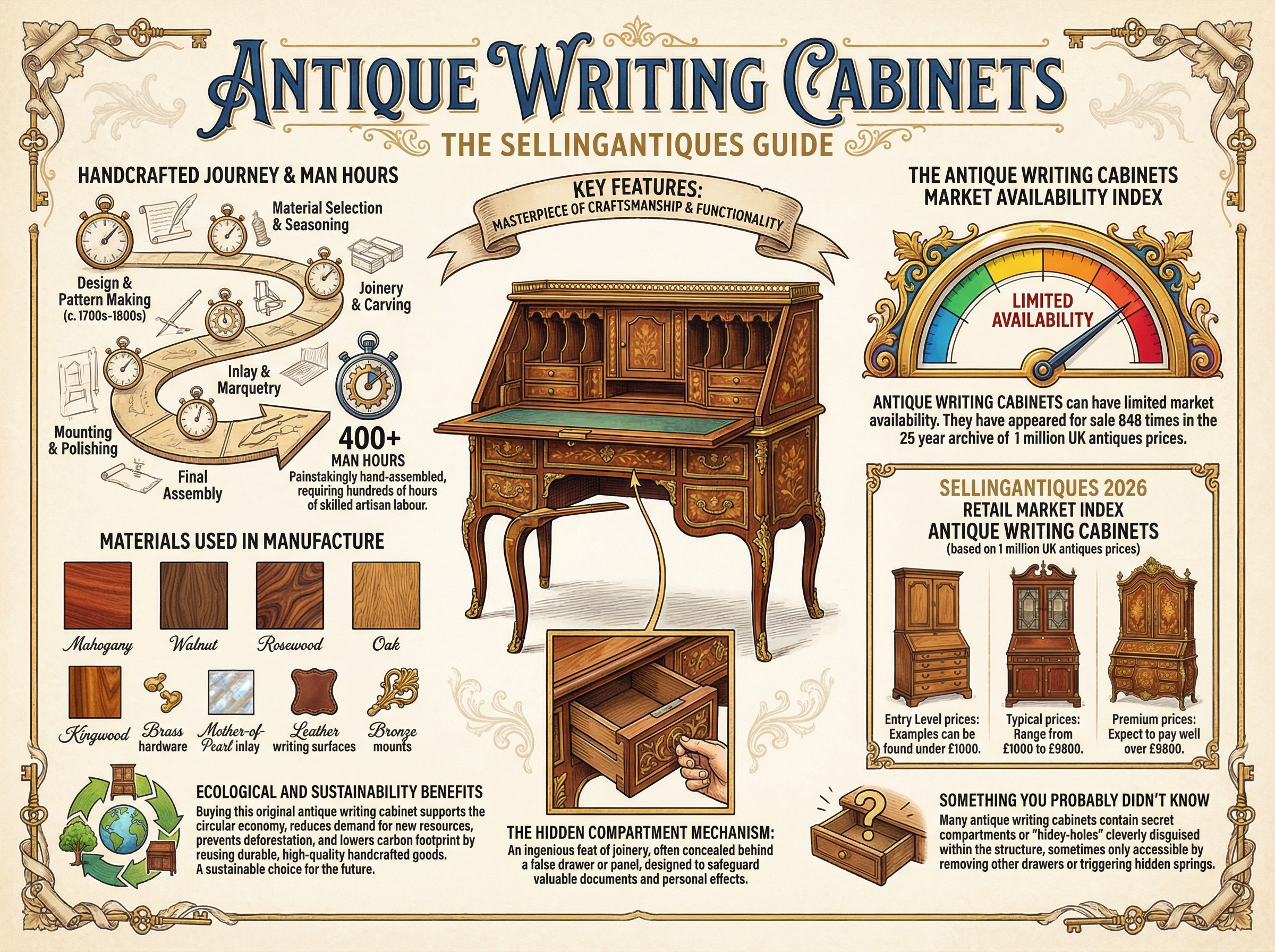 Antique Writing Cabinets Guide Infographic