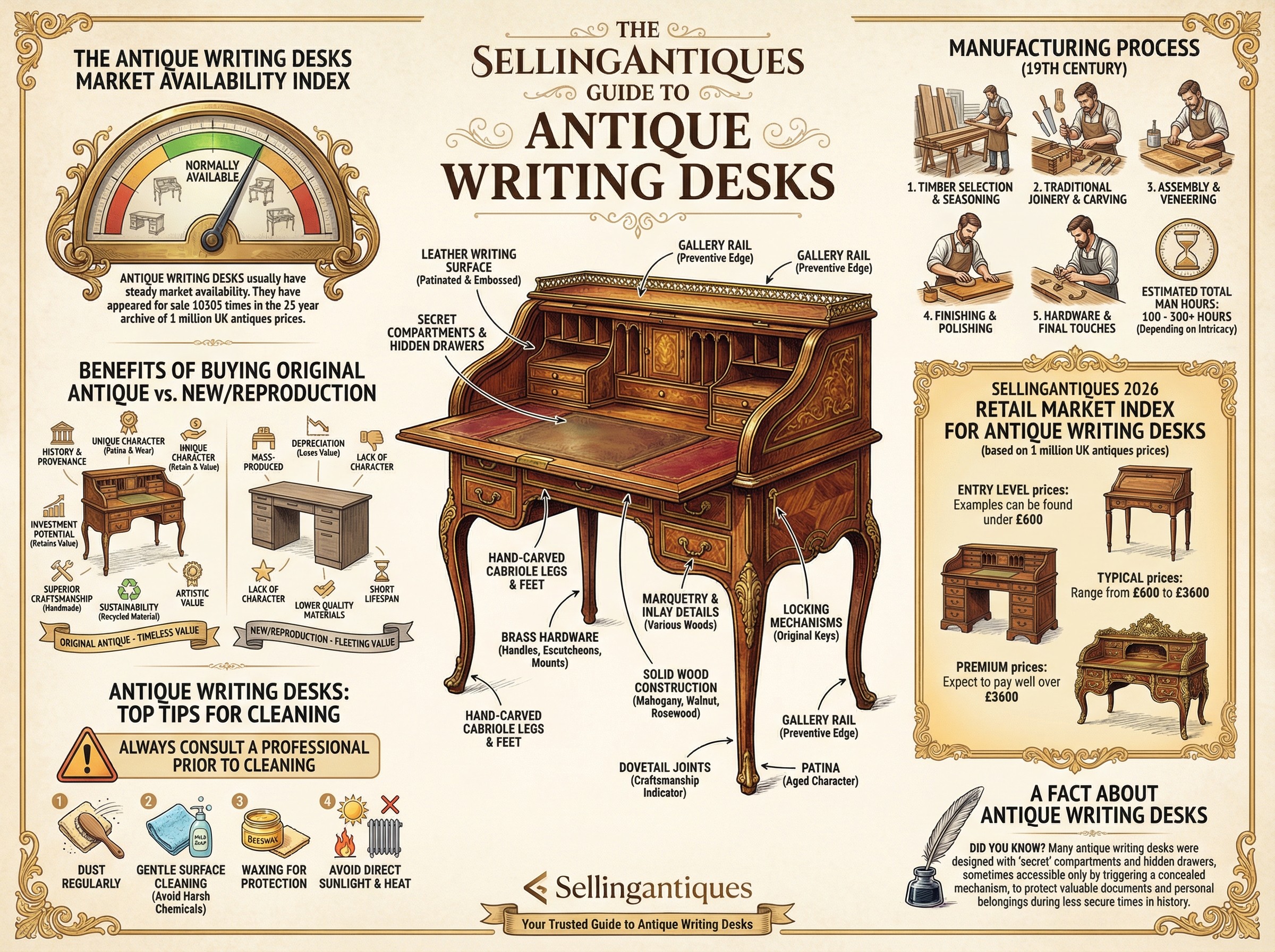 Antique Writing Desks Guide Infographic