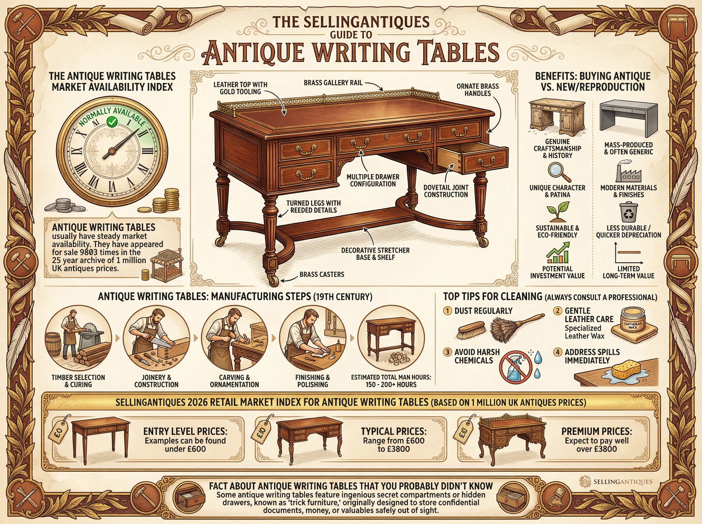 Antique Writing Tables Guide Infographic