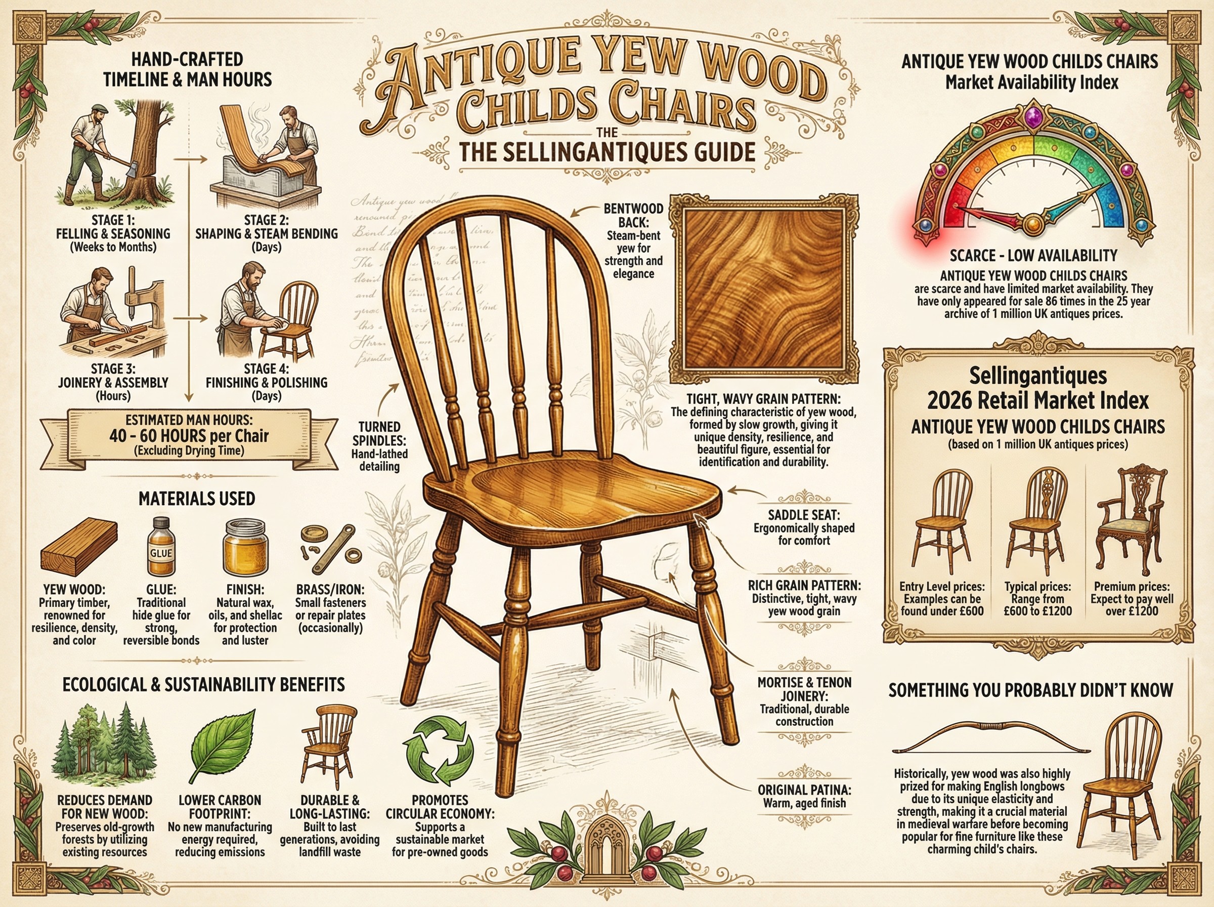 Antique Yew Wood Childs Chairs Guide Infographic