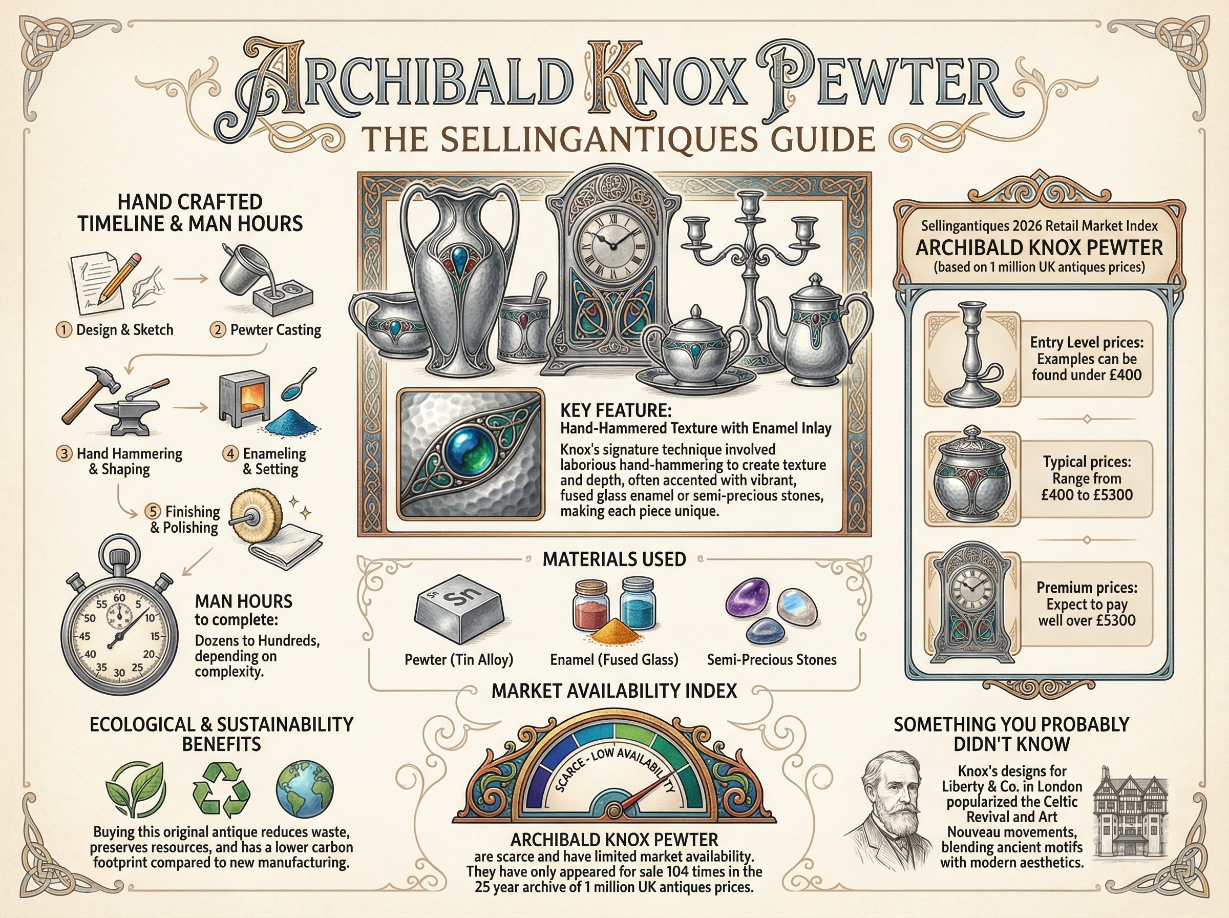 Archibald Knox Pewter Guide Infographic
