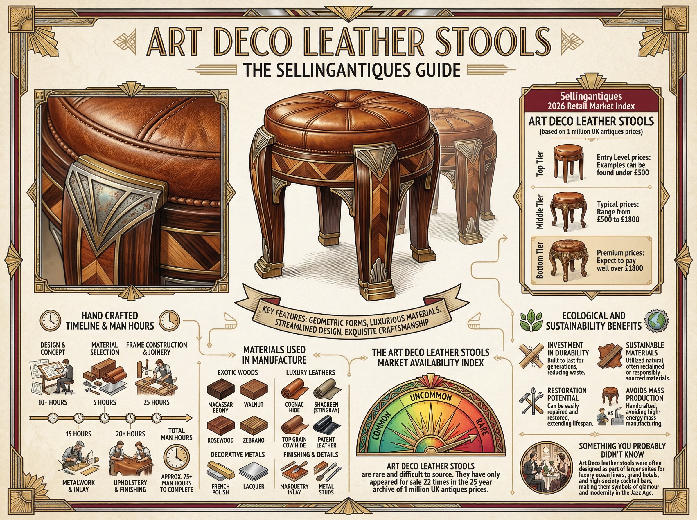 Art Deco Leather Stools Guide Infographic