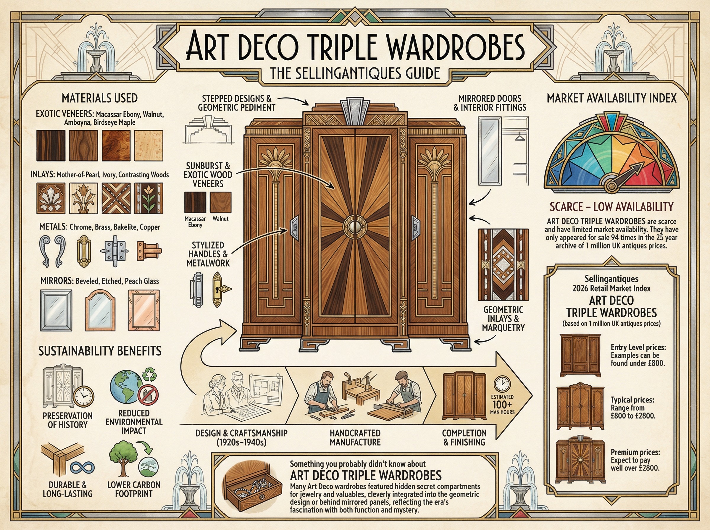Art Deco Triple Wardrobes Guide Infographic