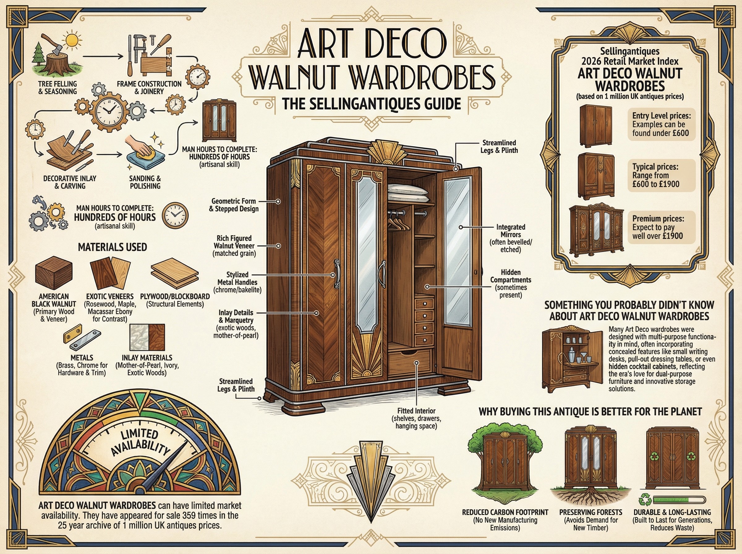 Art Deco Walnut Wardrobes Guide Infographic