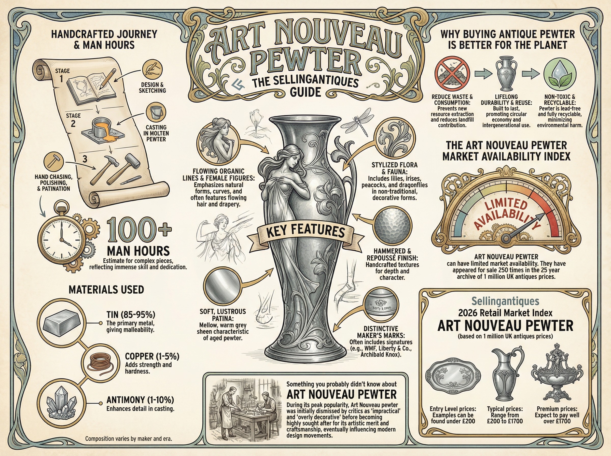 Art Nouveau Pewter Guide Infographic