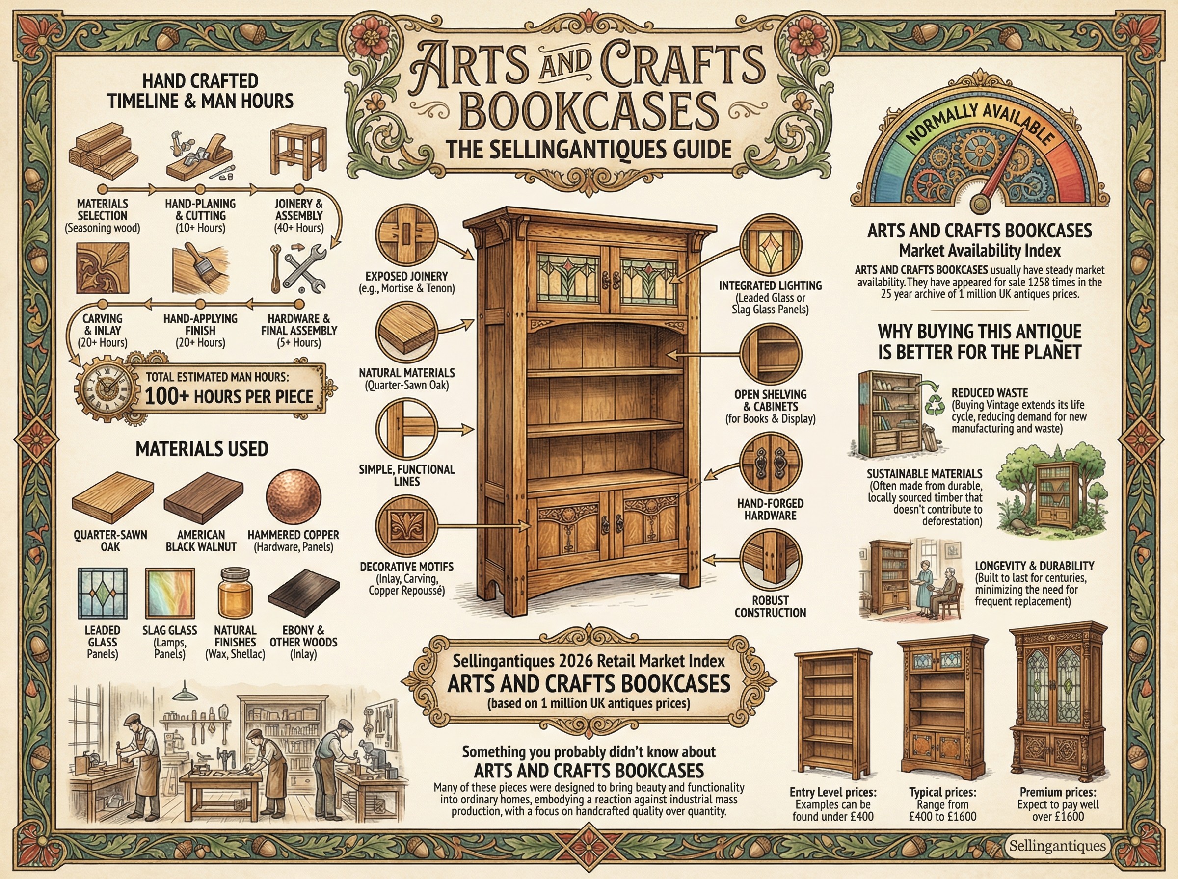 Arts And Crafts Bookcases Guide Infographic
