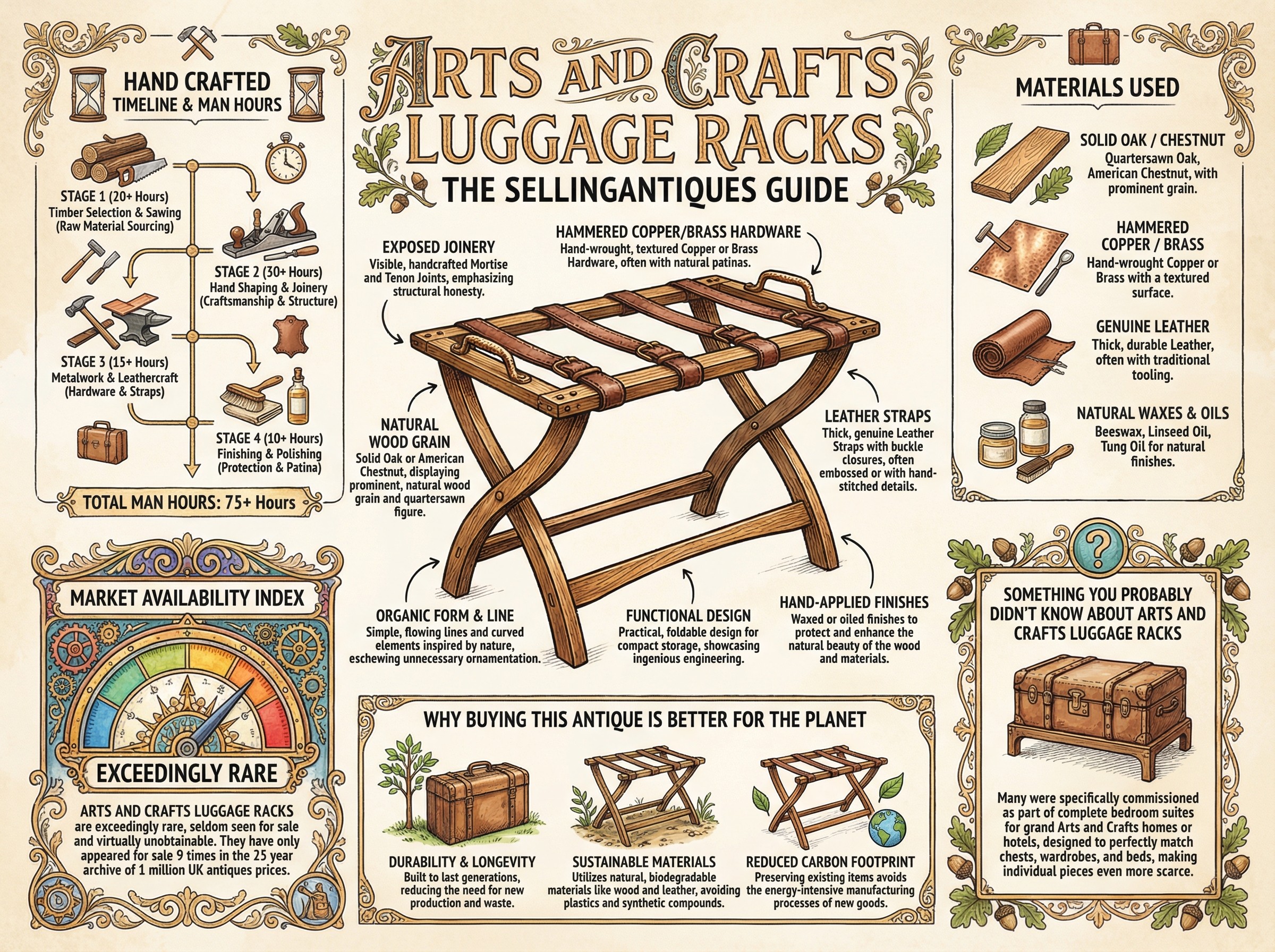 Arts And Crafts Luggage Racks Guide Infographic