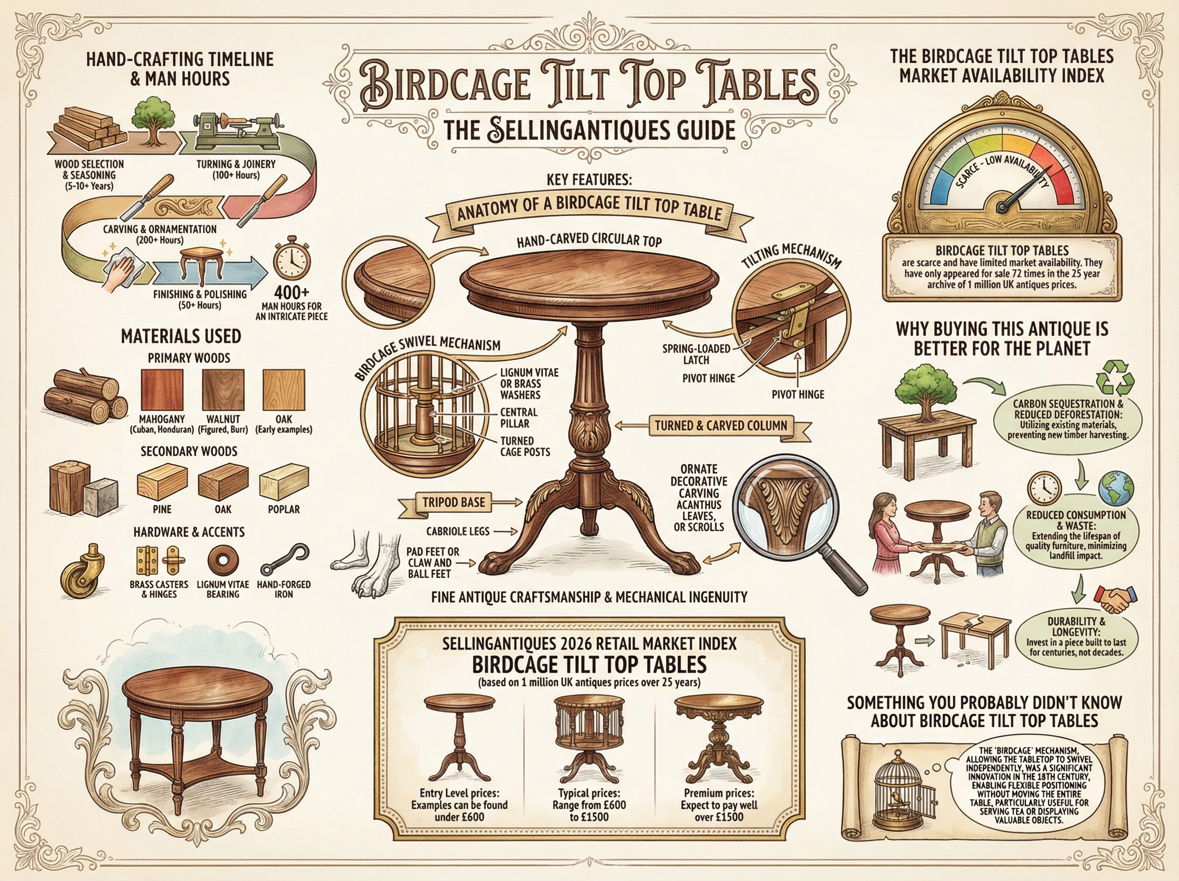 Birdcage Tilt Top Tables Guide Infographic