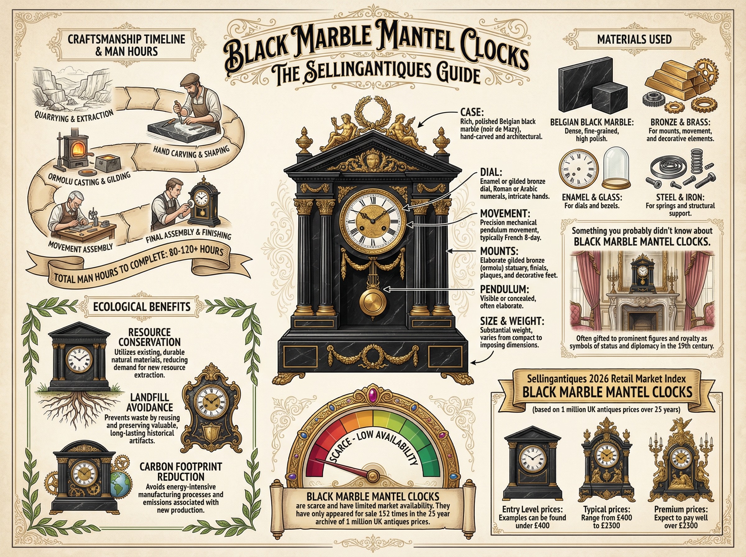 Black Marble Mantel Clocks Guide Infographic