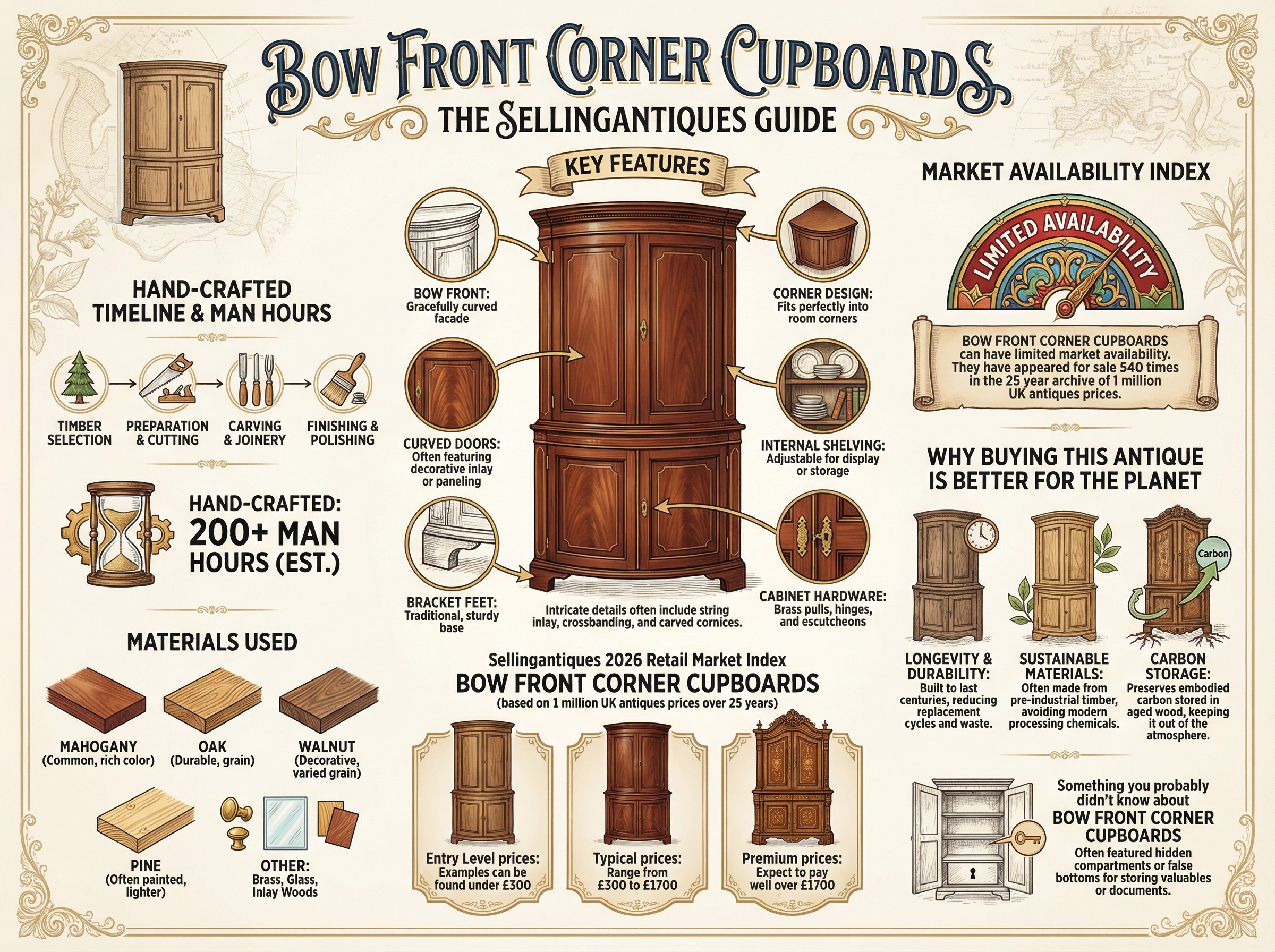 Bow Front Corner Cupboards Guide Infographic