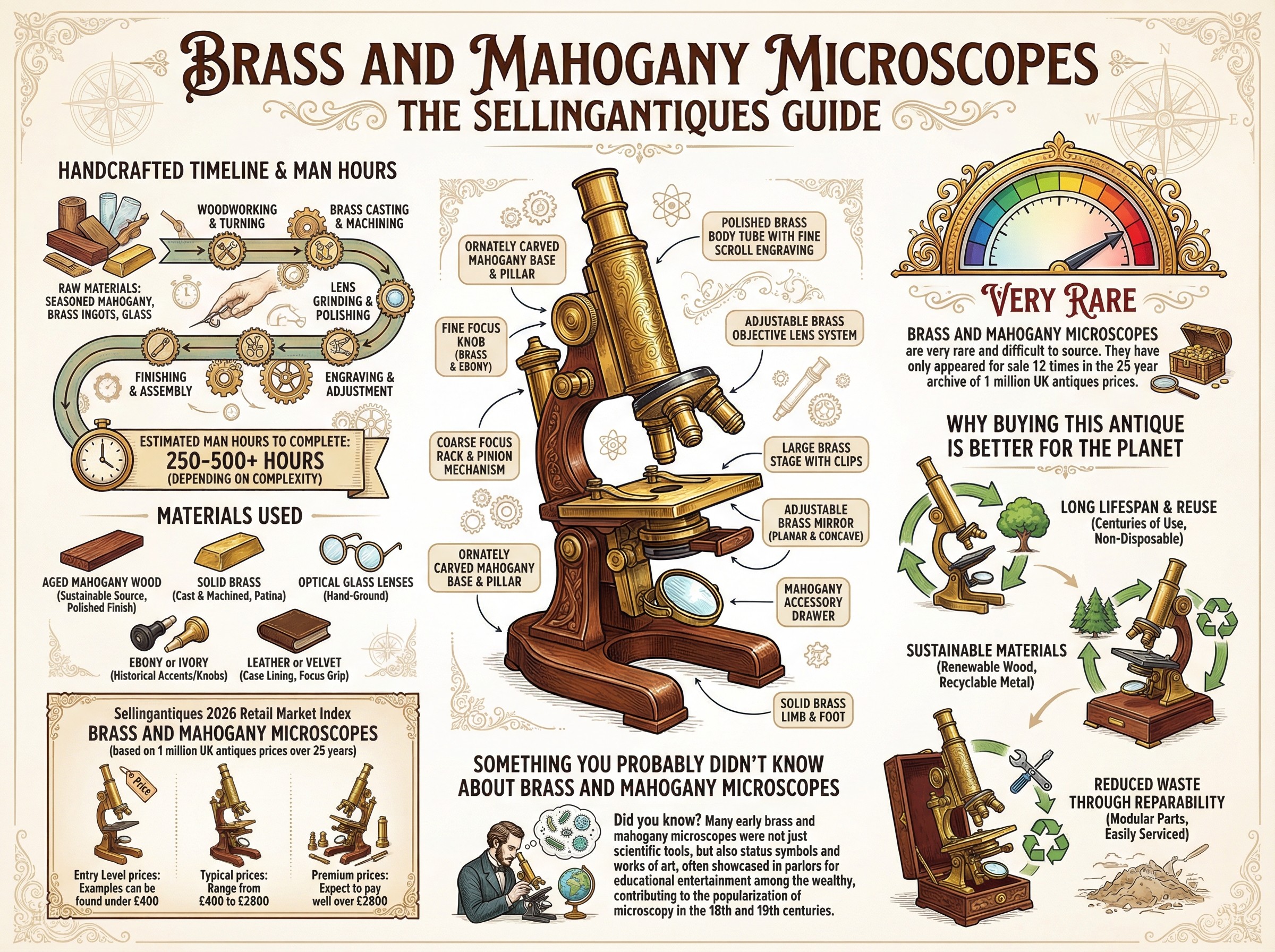 Brass And Mahogany Microscopes Guide Infographic