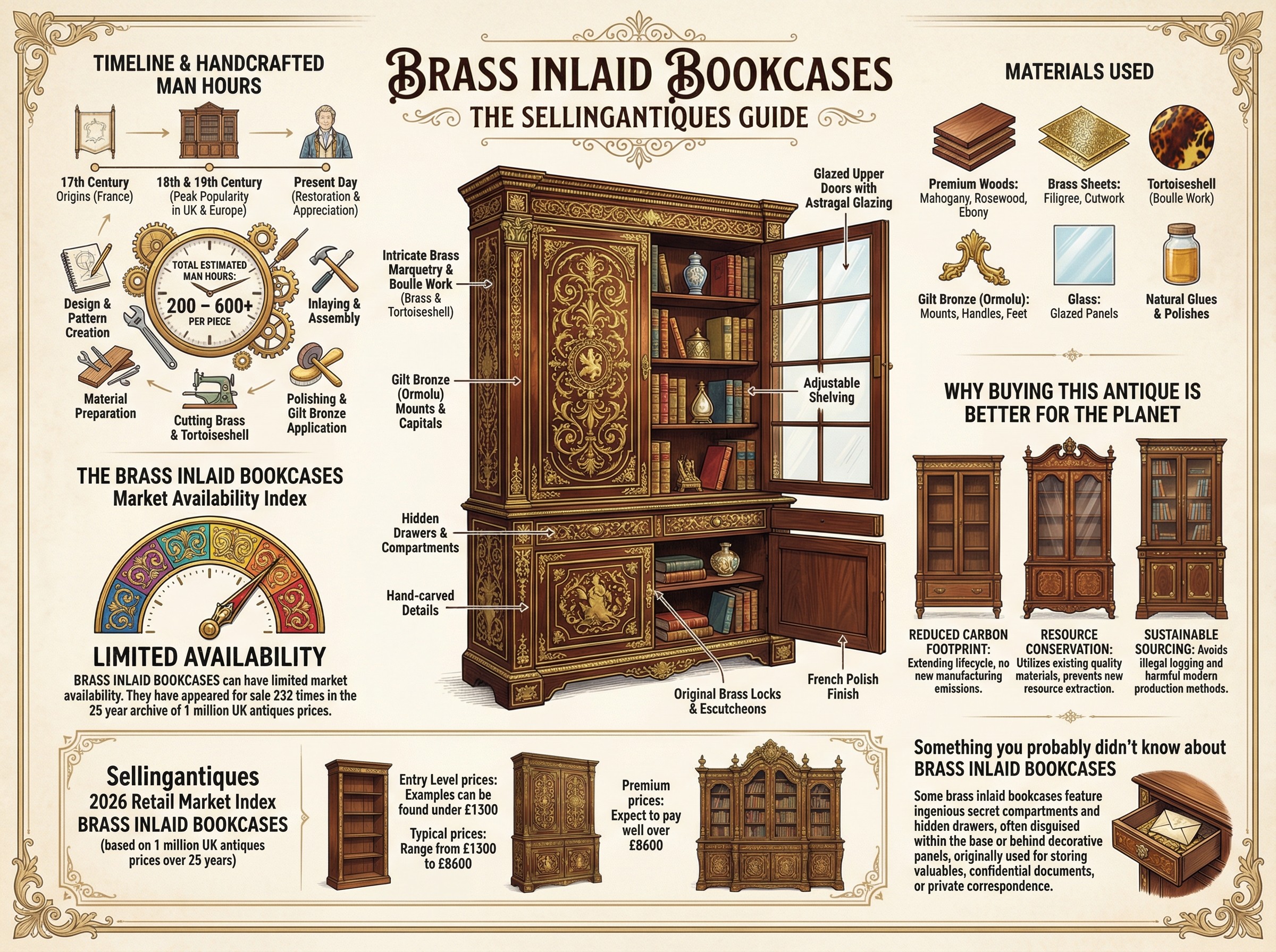 Brass Inlaid Bookcases Guide Infographic
