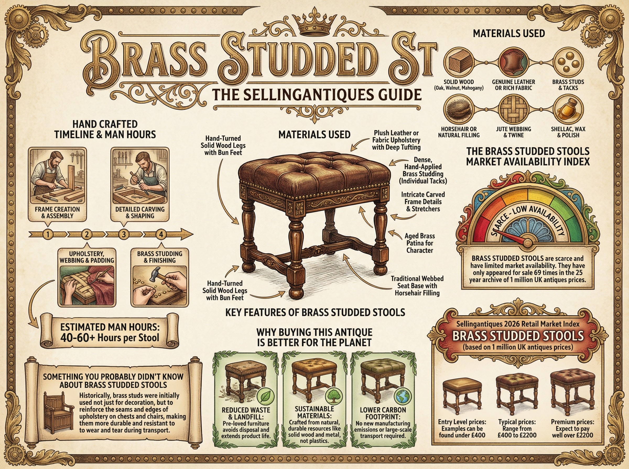 Brass Studded Stools Guide Infographic