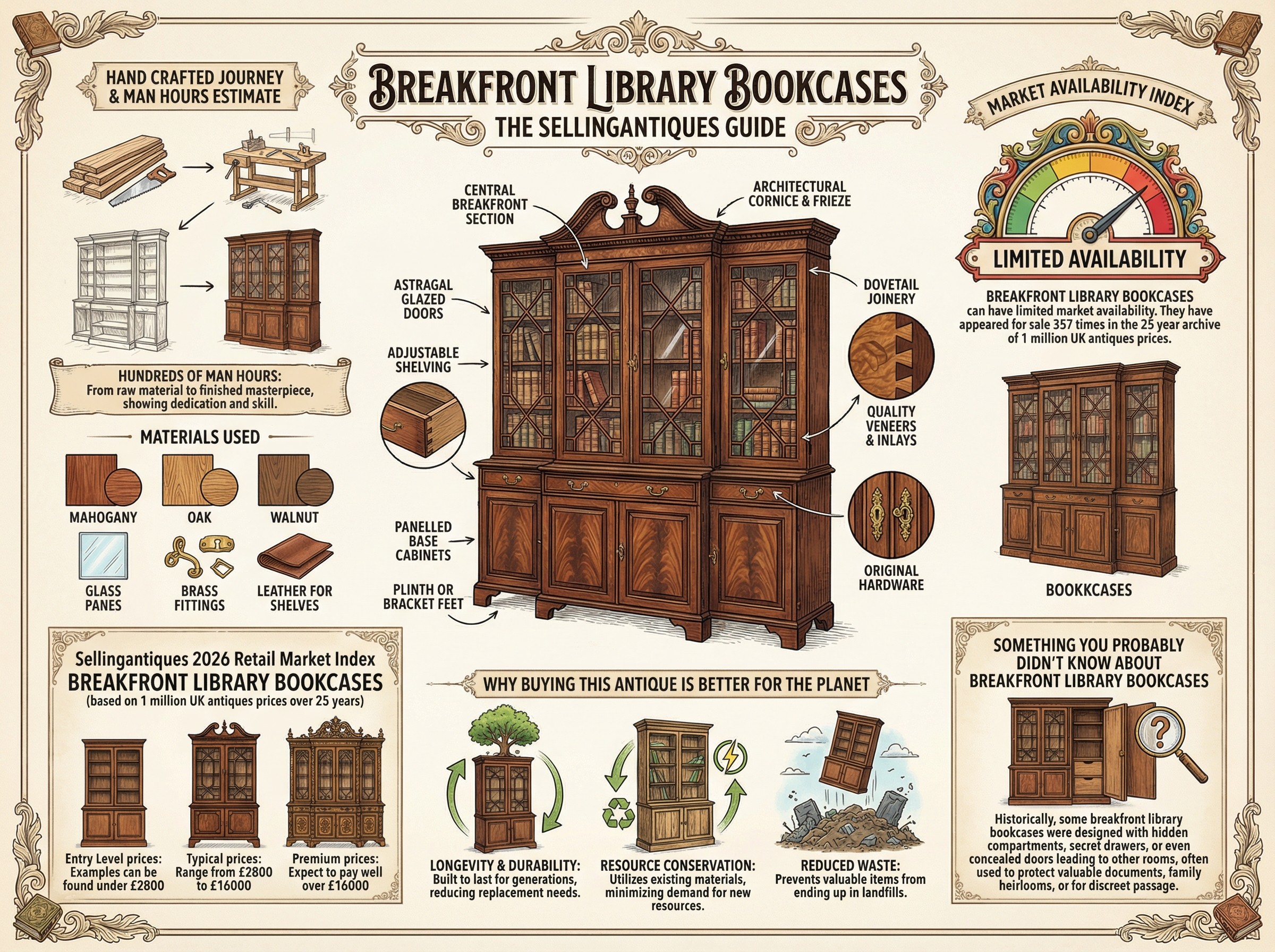 Breakfront Library Bookcases Guide Infographic