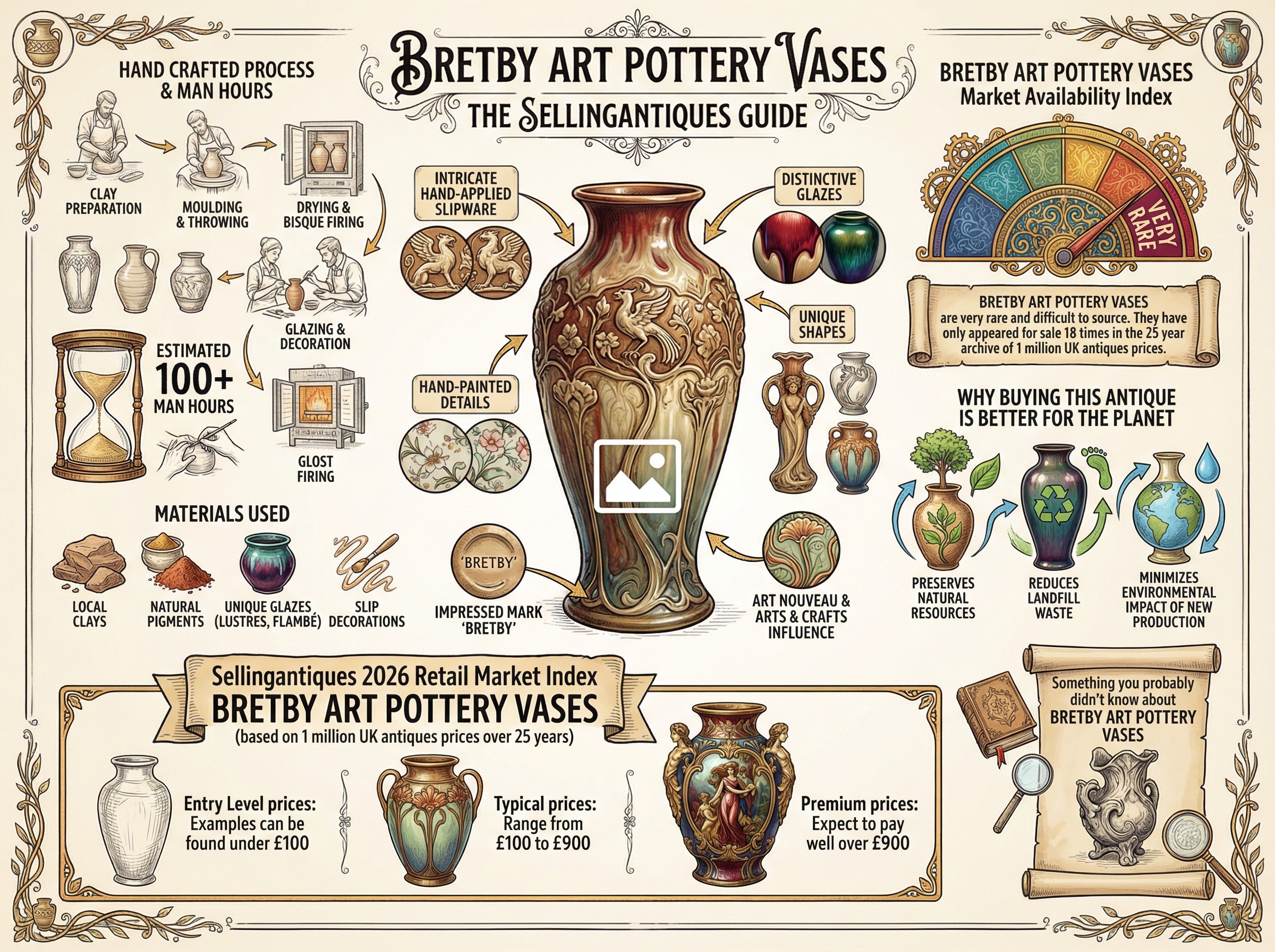 Bretby Art Pottery Vases Guide Infographic