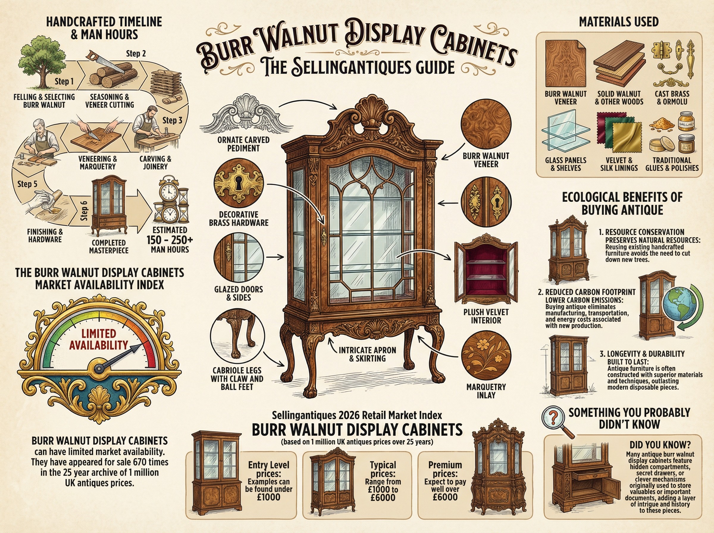Burr Walnut Display Cabinets Guide Infographic