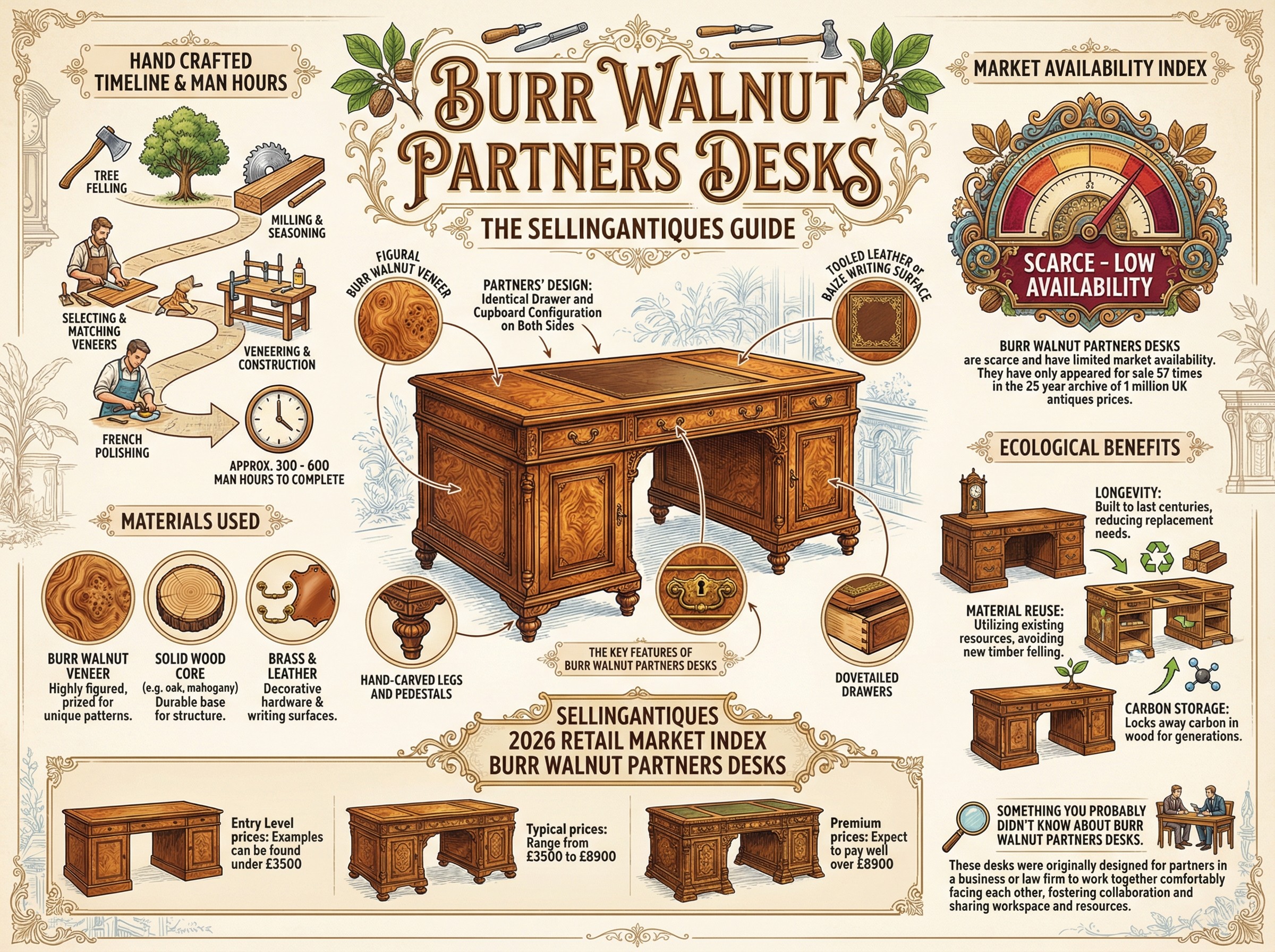 Burr Walnut Partners Desks Guide Infographic