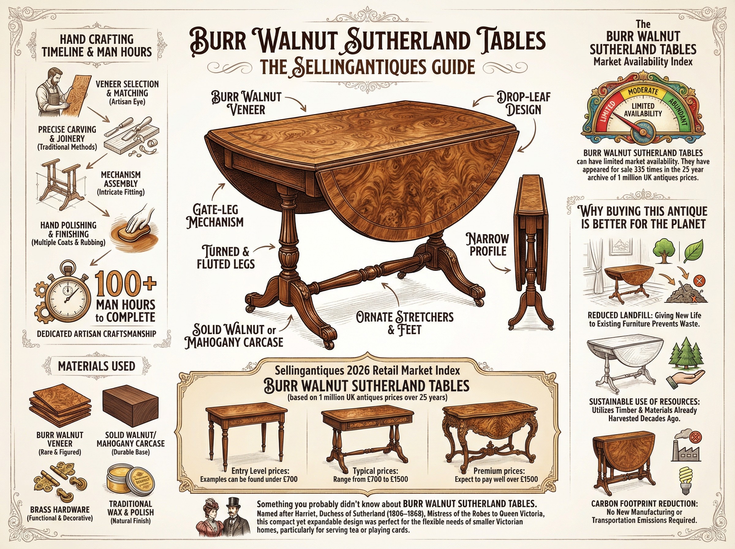 Burr Walnut Sutherland Tables Guide Infographic
