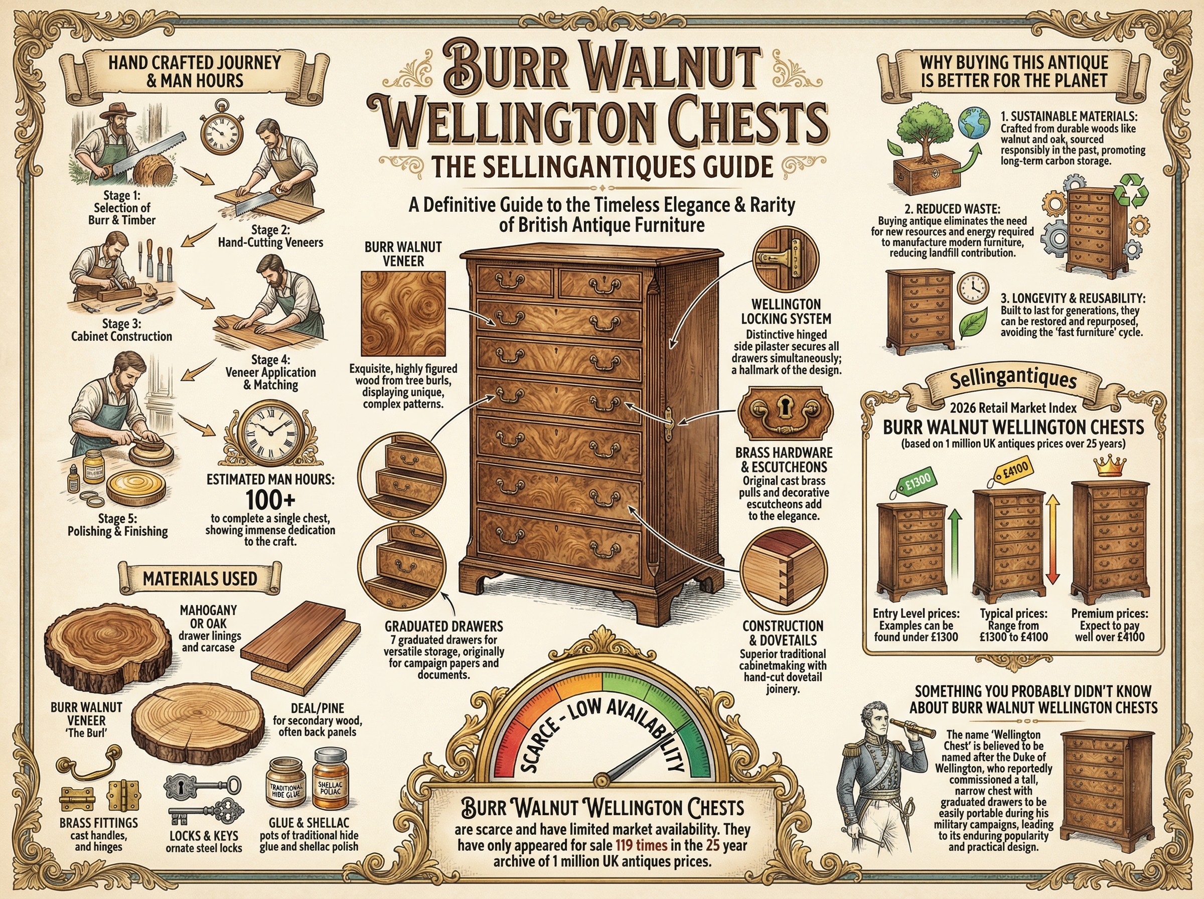 Burr Walnut Wellington Chests Guide Infographic