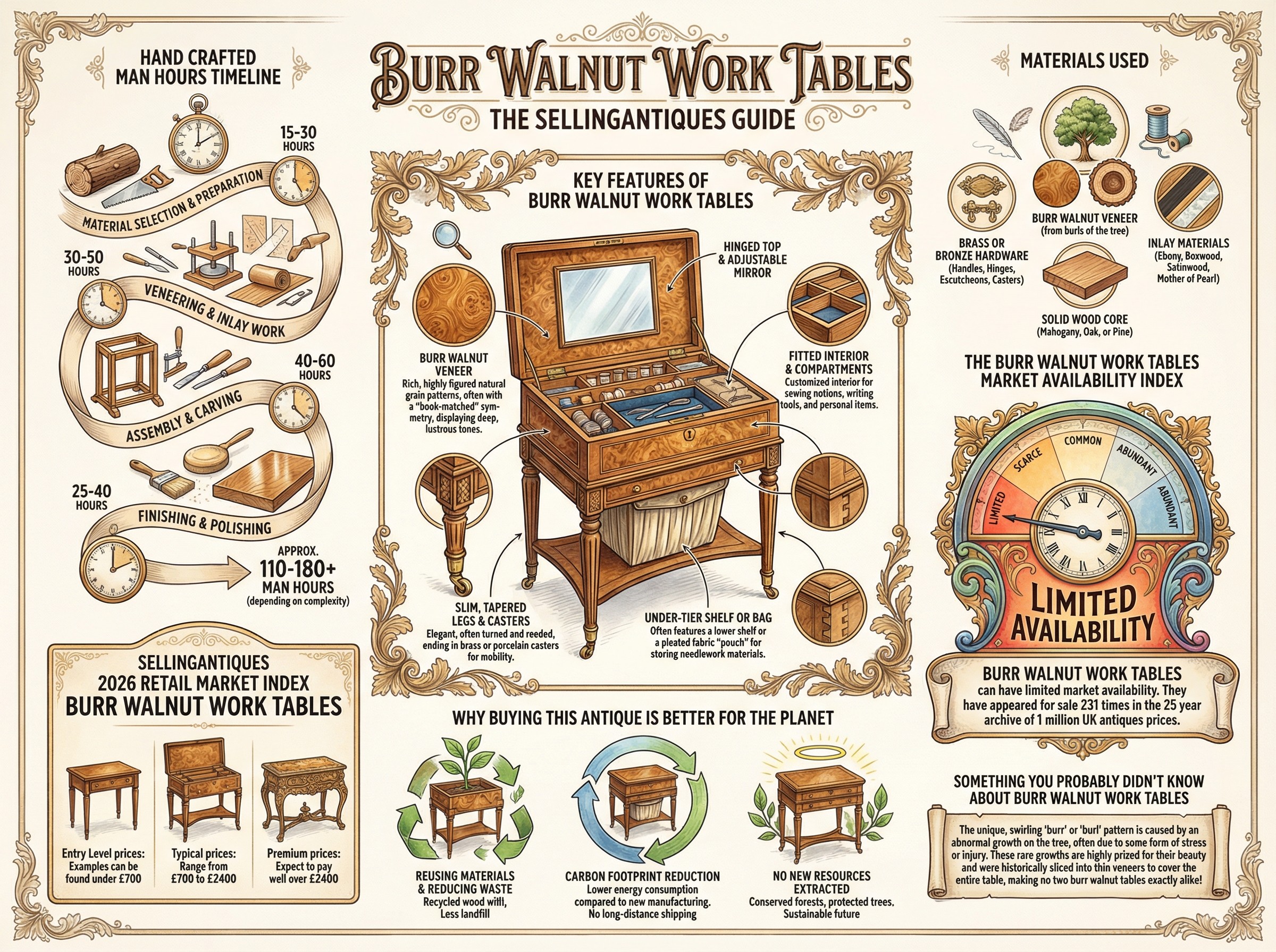Burr Walnut Work Tables Guide Infographic