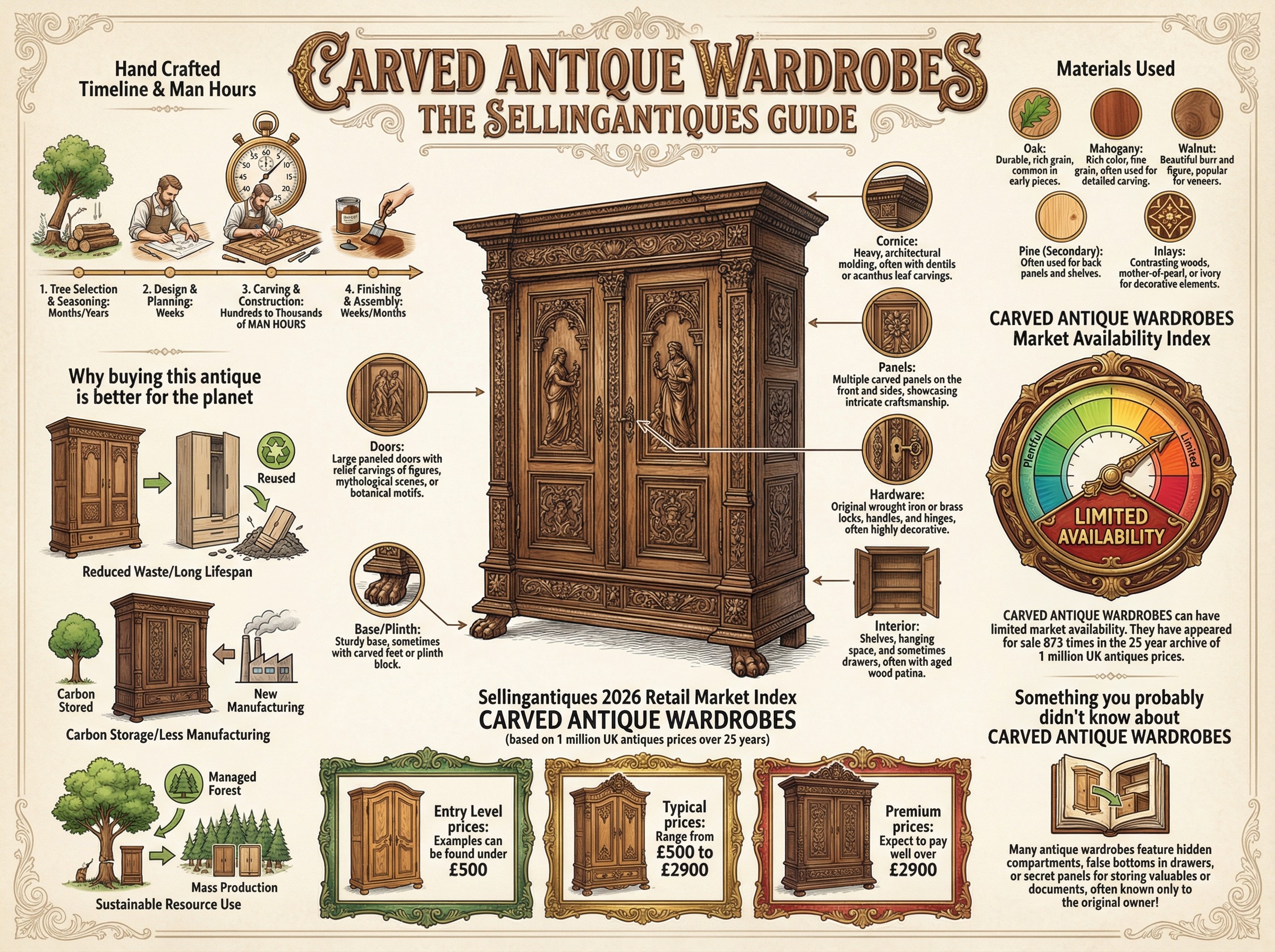 Carved Antique Wardrobes Guide Infographic
