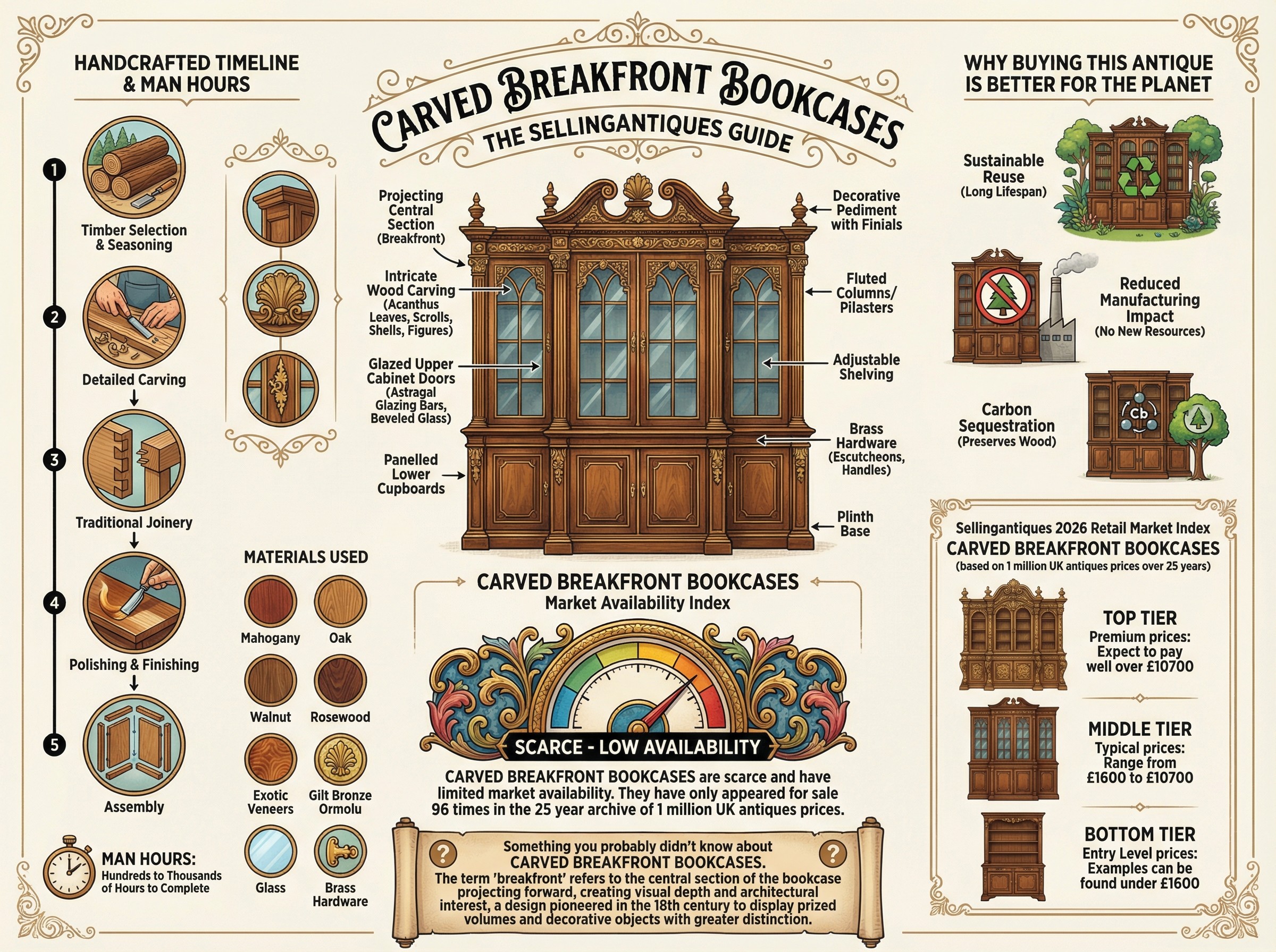 Carved Breakfront Bookcases Guide Infographic