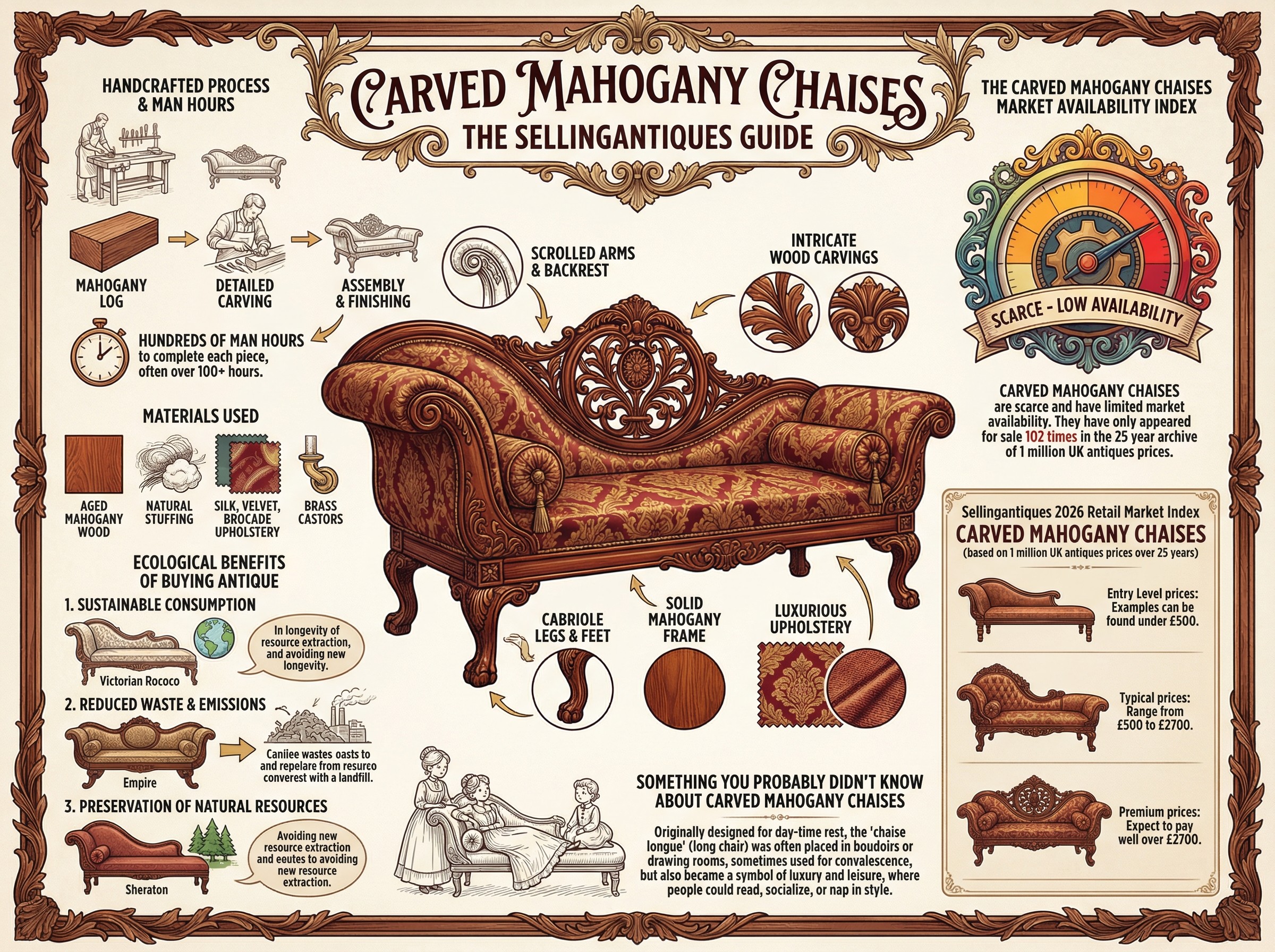 Carved Mahogany Chaises Guide Infographic