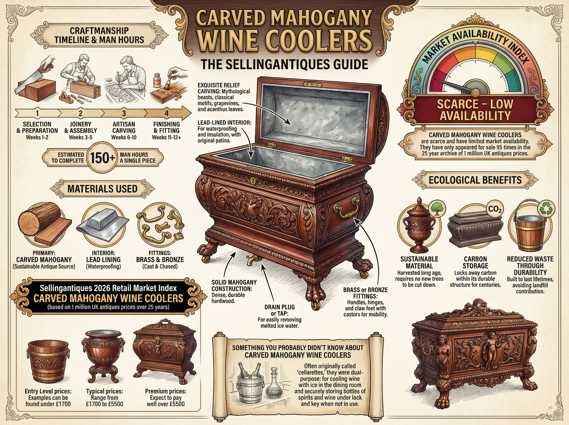 Carved Mahogany Wine Coolers Guide Infographic