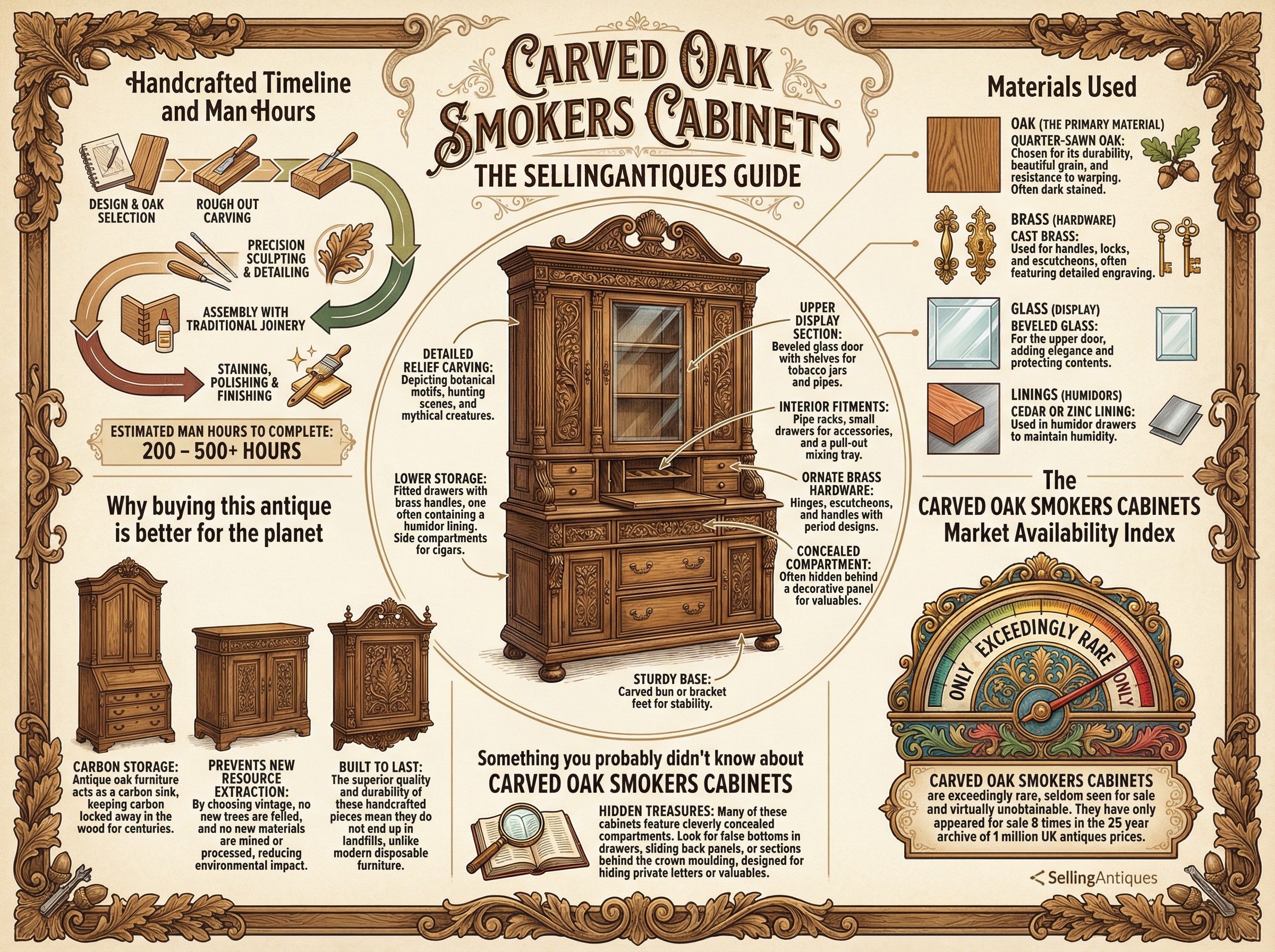 Carved Oak Smokers Cabinets Guide Infographic