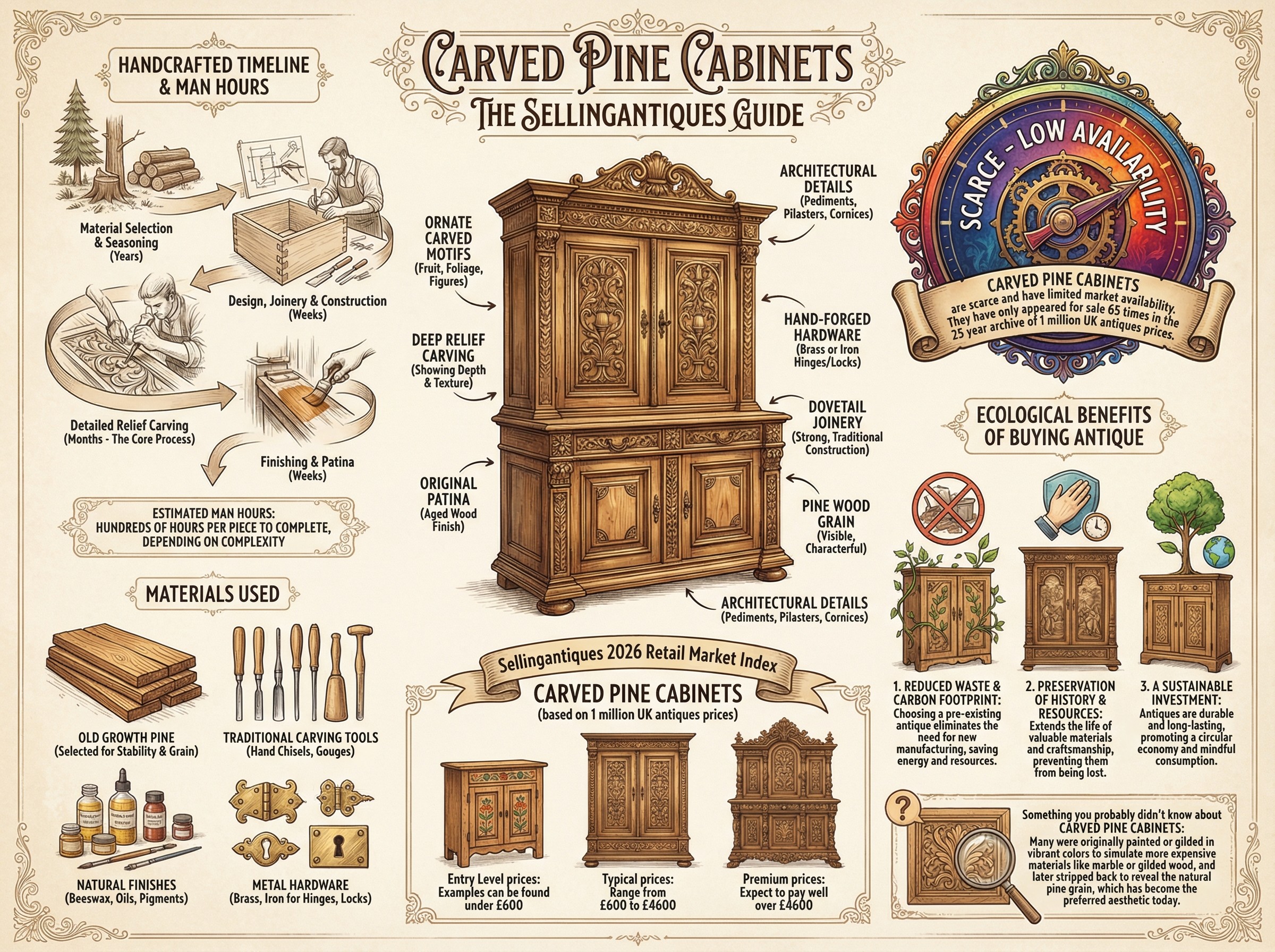 Carved Pine Cabinets Guide Infographic
