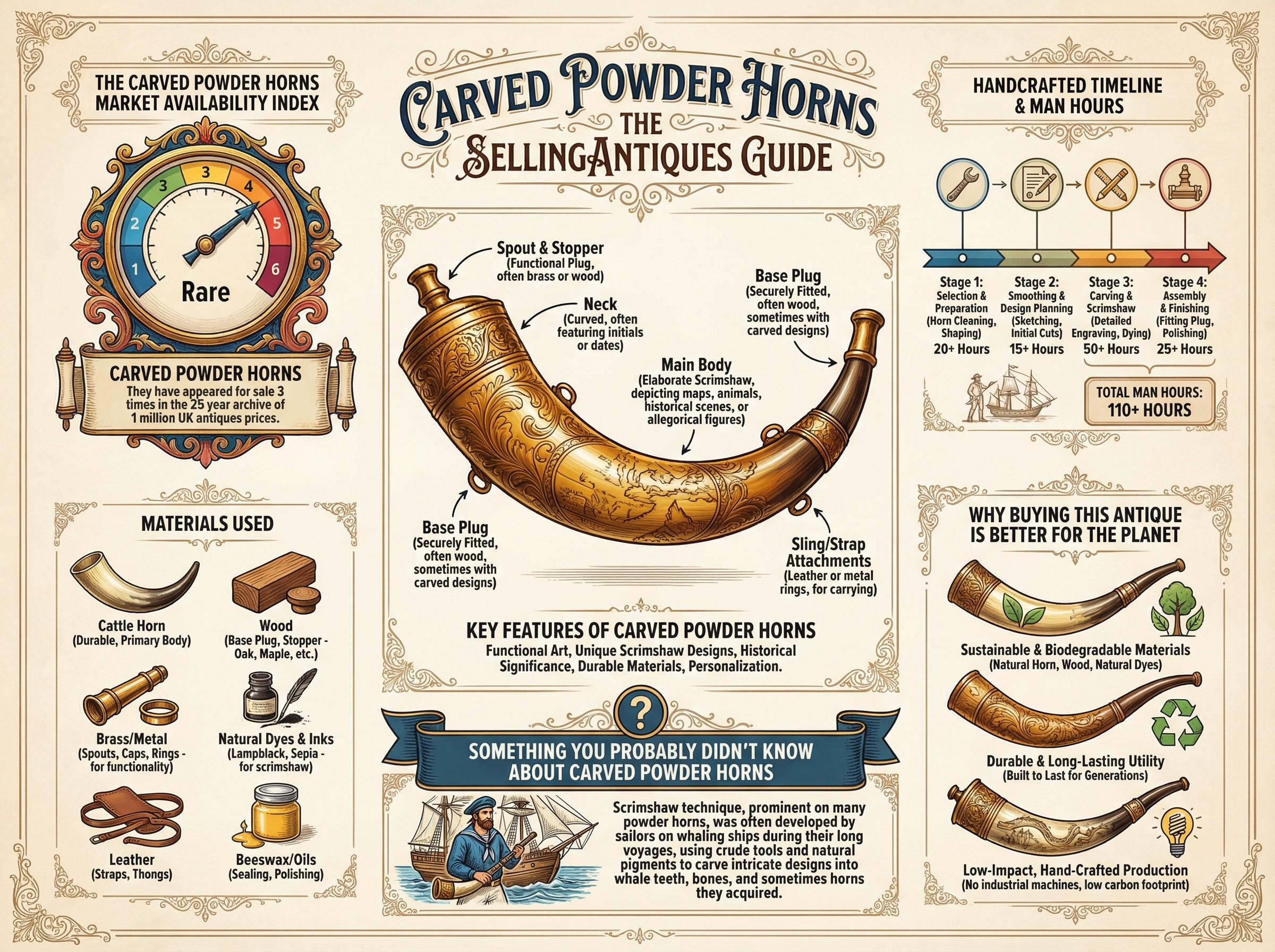 Carved Powder Horns Guide Infographic