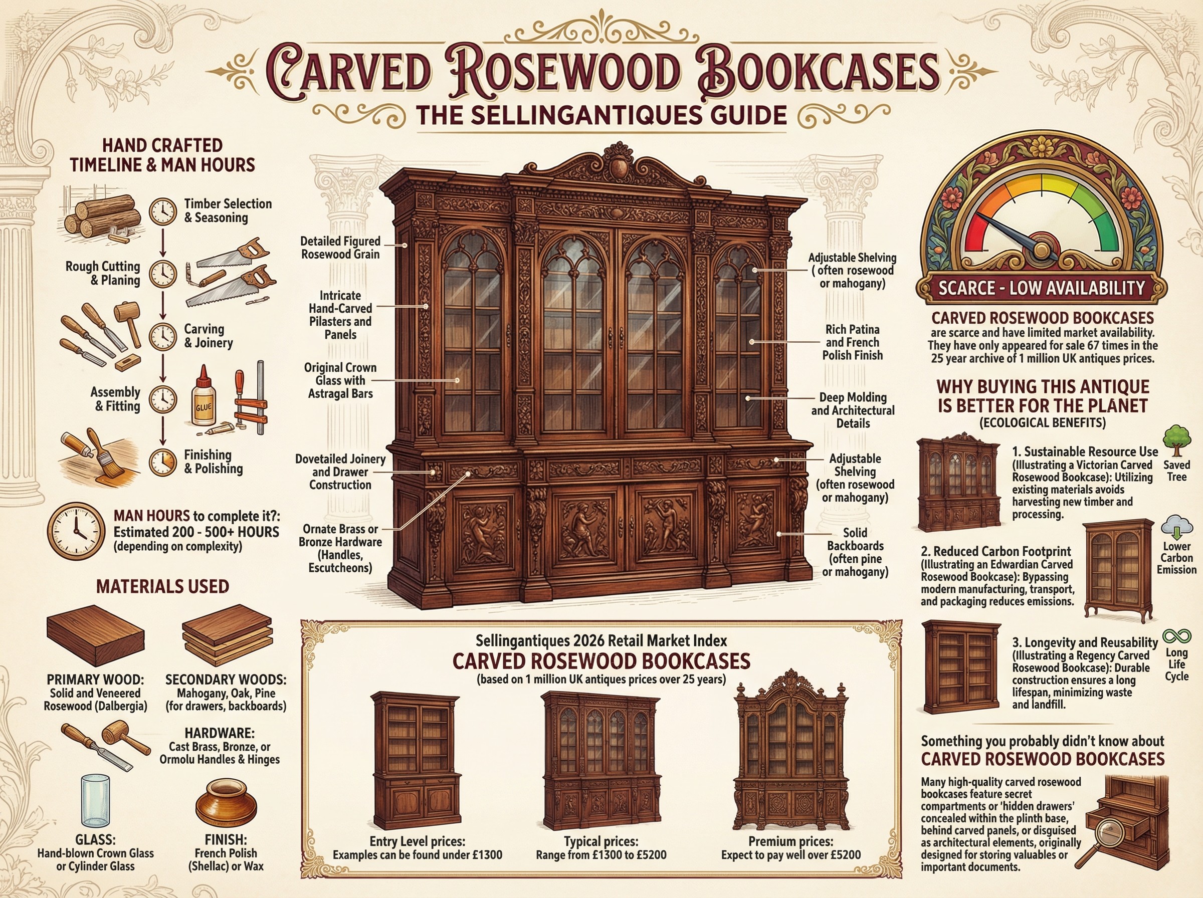 Carved Rosewood Bookcases Guide Infographic