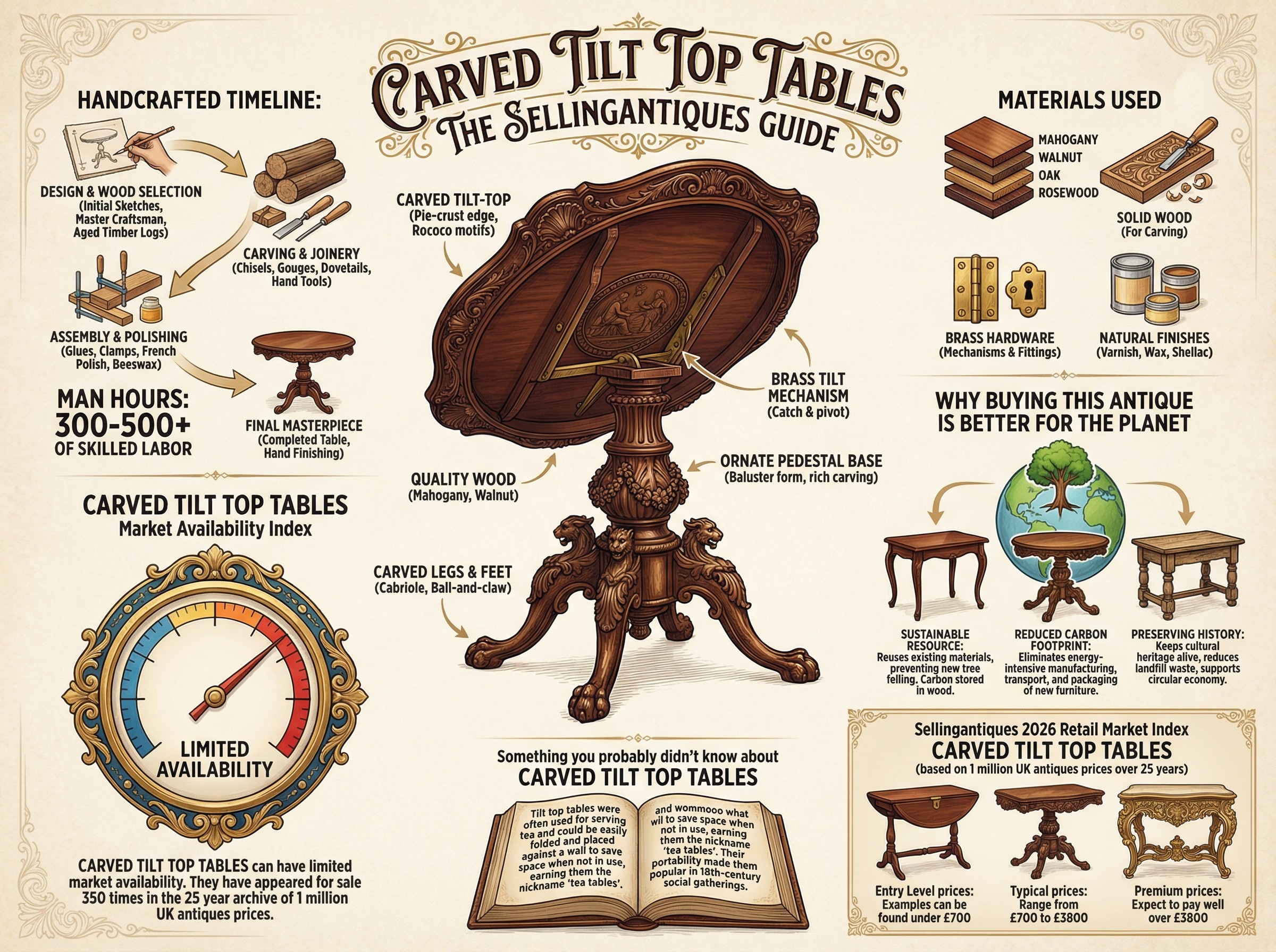 Carved Tilt Top Tables Guide Infographic