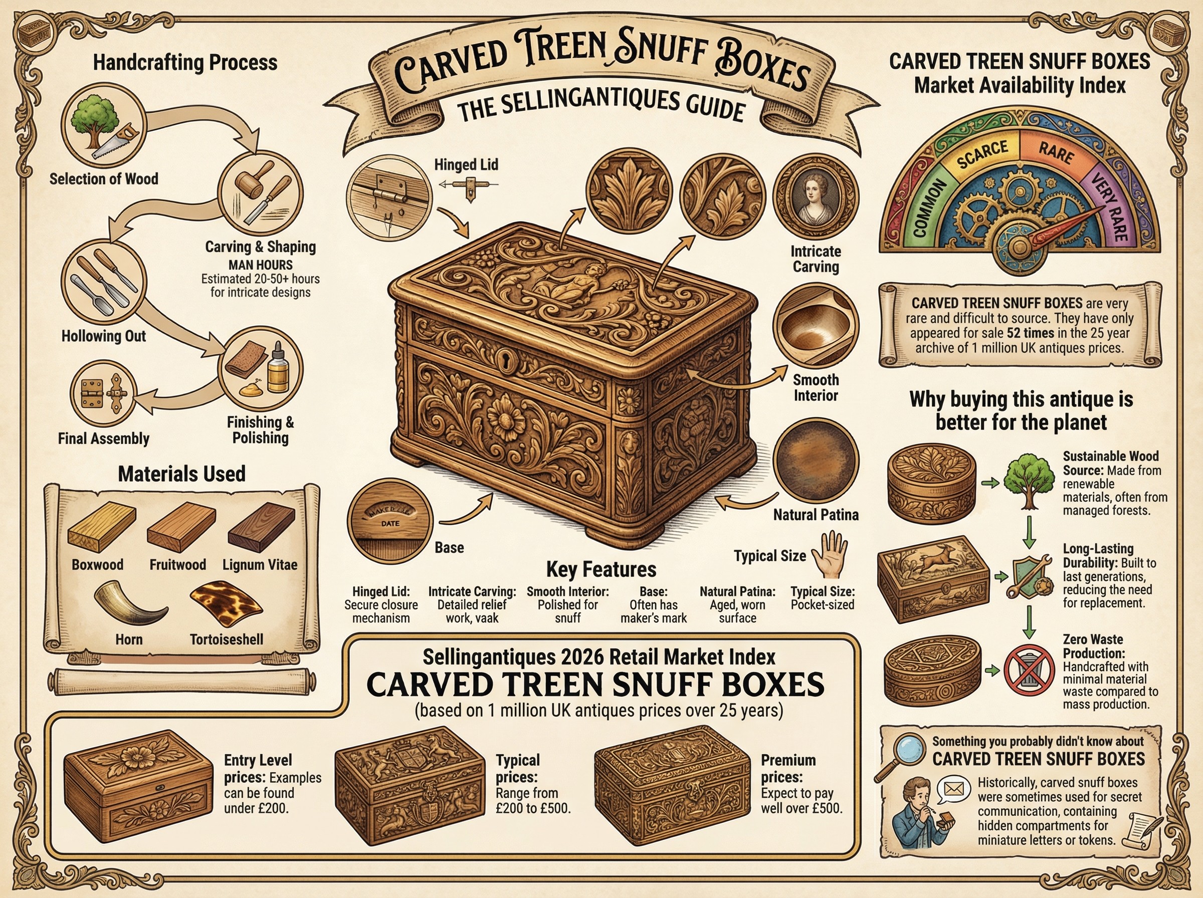 Carved Treen Snuff Boxes Guide Infographic
