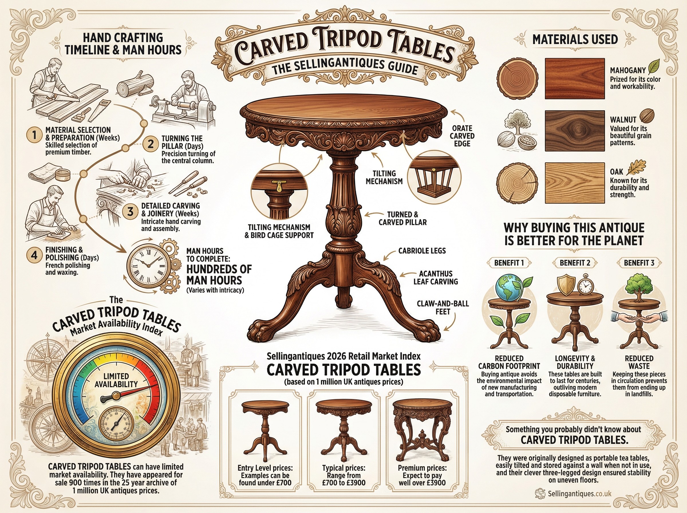 Carved Tripod Tables Guide Infographic