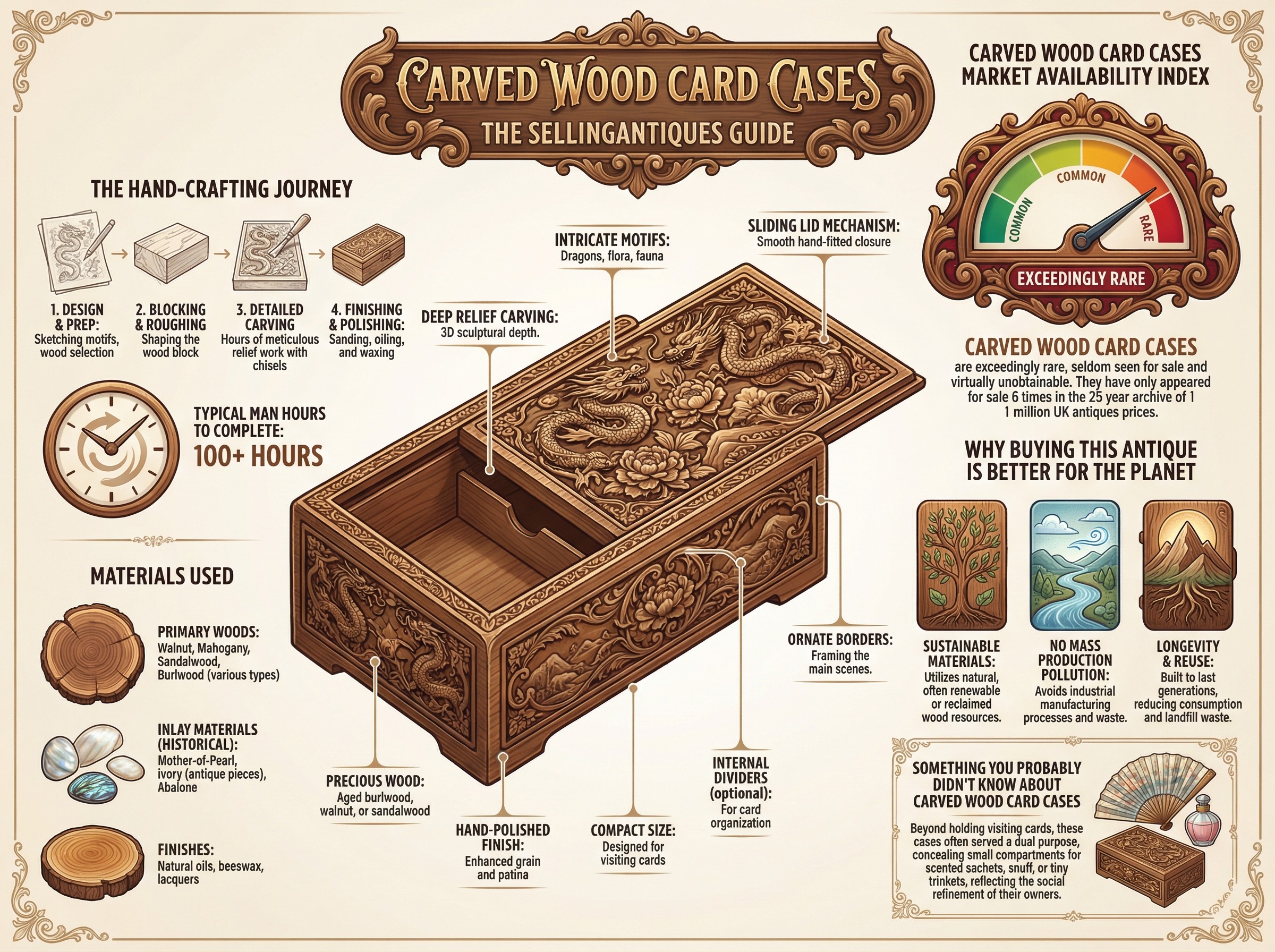 Carved Wood Card Cases Guide Infographic
