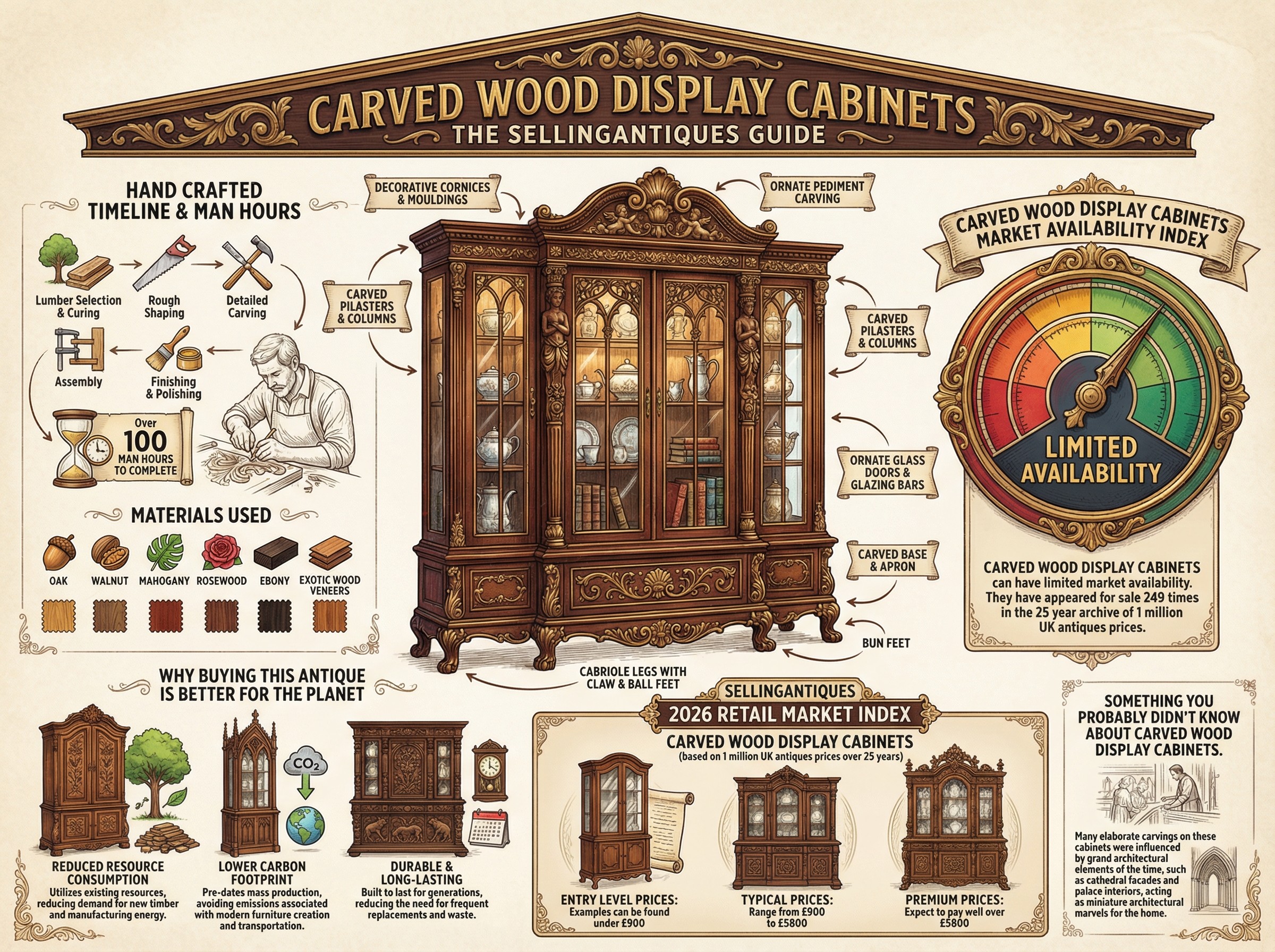 Carved Wood Display Cabinets Guide Infographic