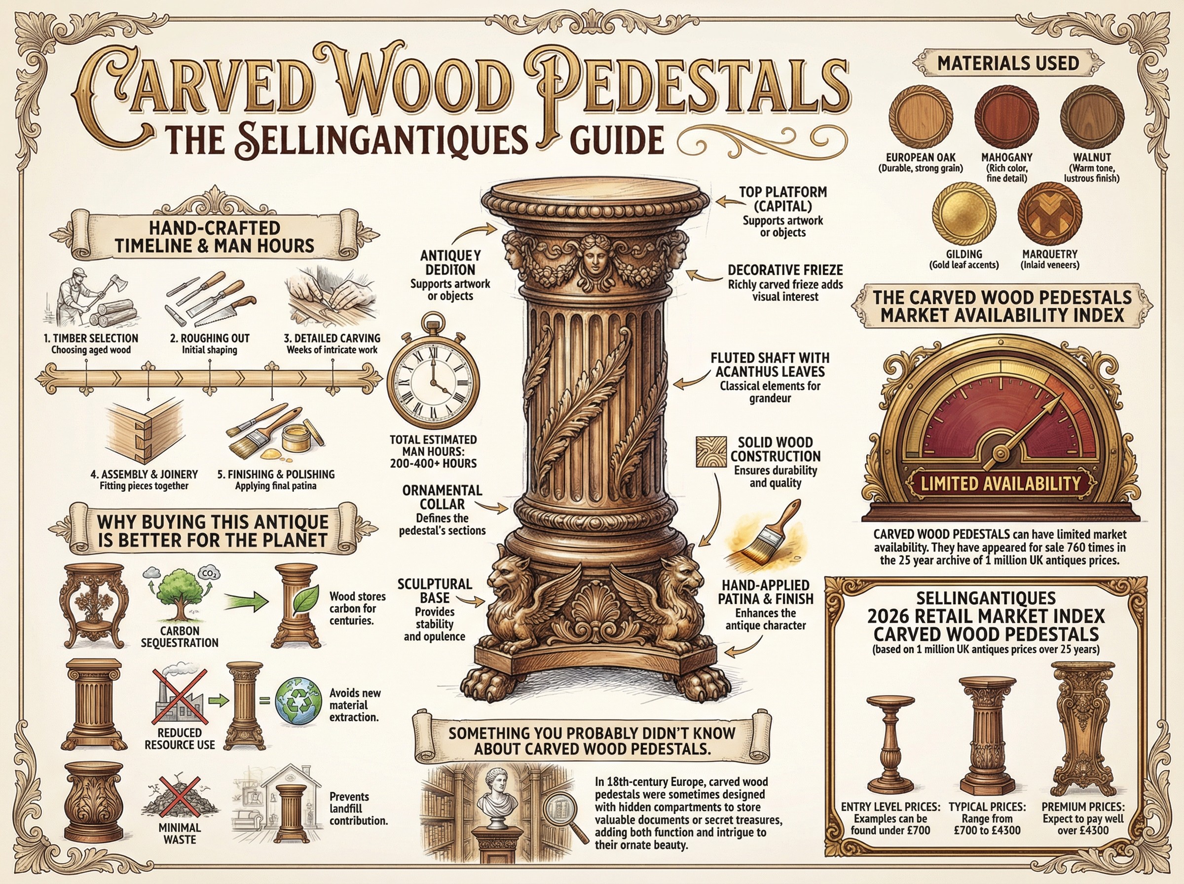 Carved Wood Pedestals Guide Infographic