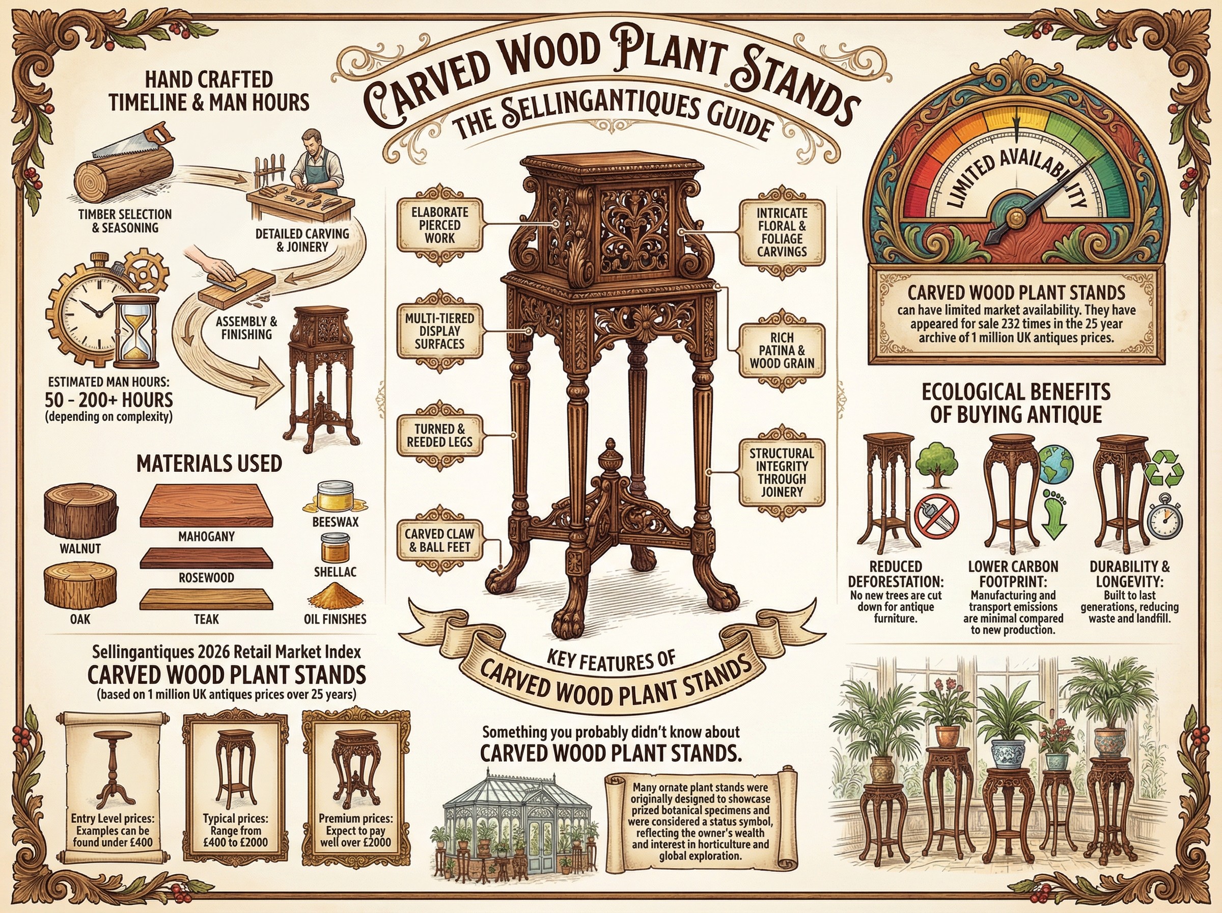 Carved Wood Plant Stands Guide Infographic