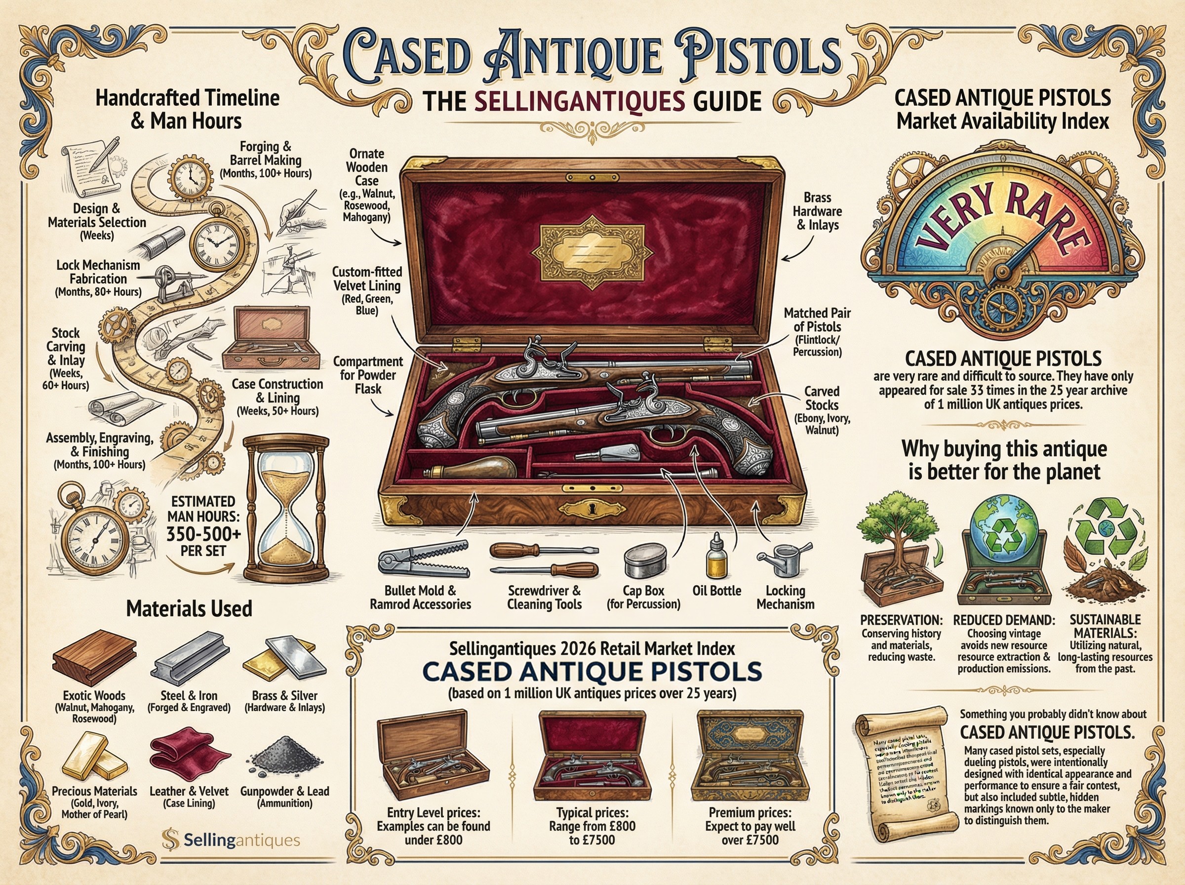 Cased Antique Pistols Guide Infographic