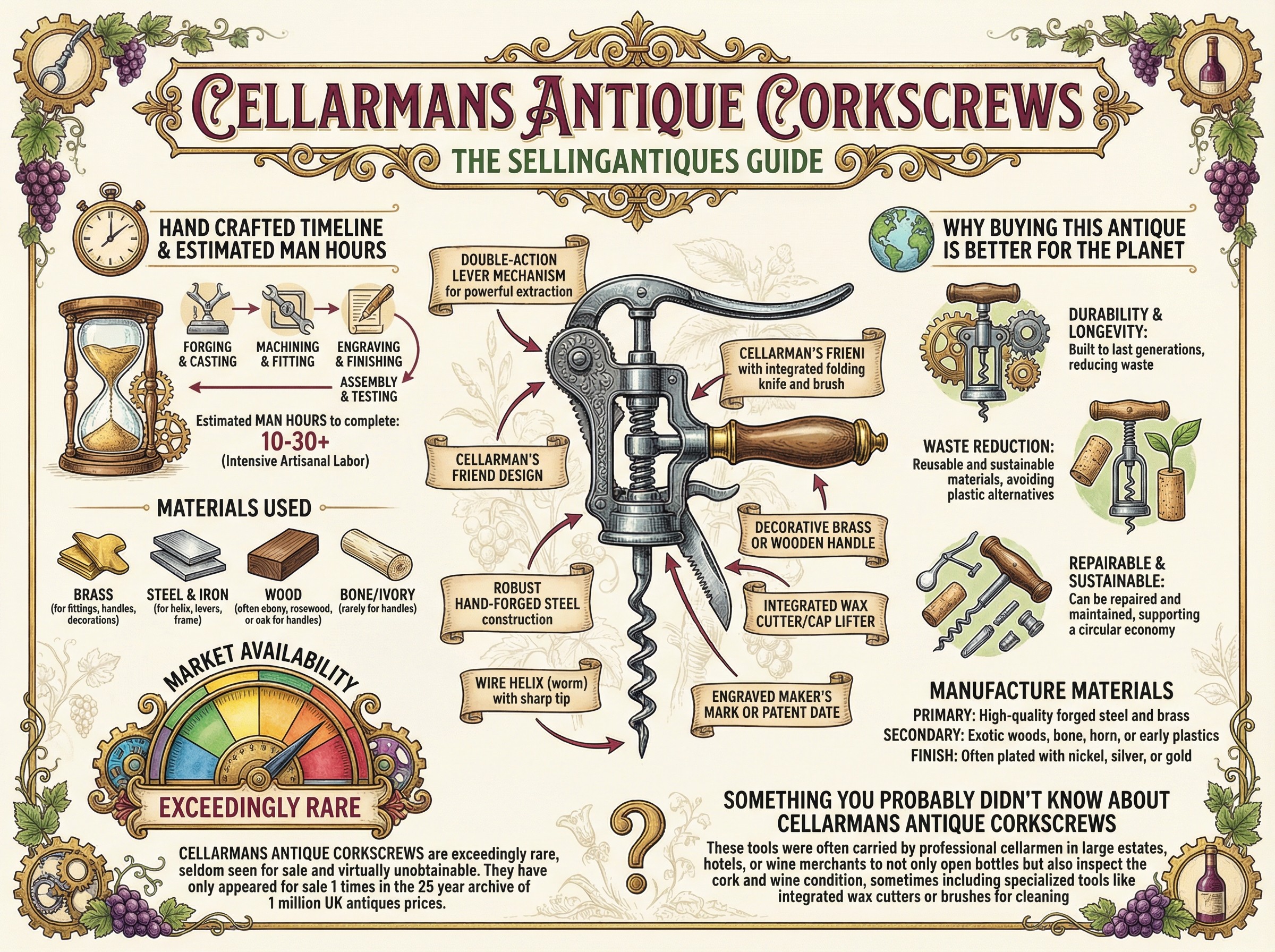 Cellarmans Antique Corkscrews Guide Infographic
