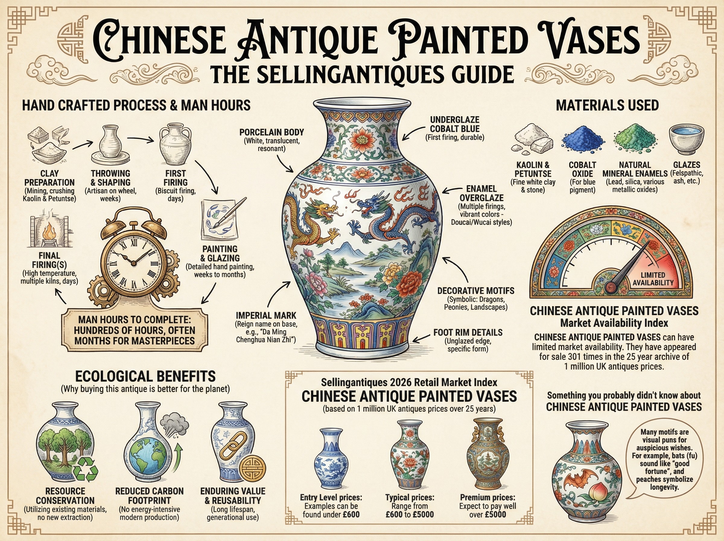 Chinese Antique Painted Vases Guide Infographic